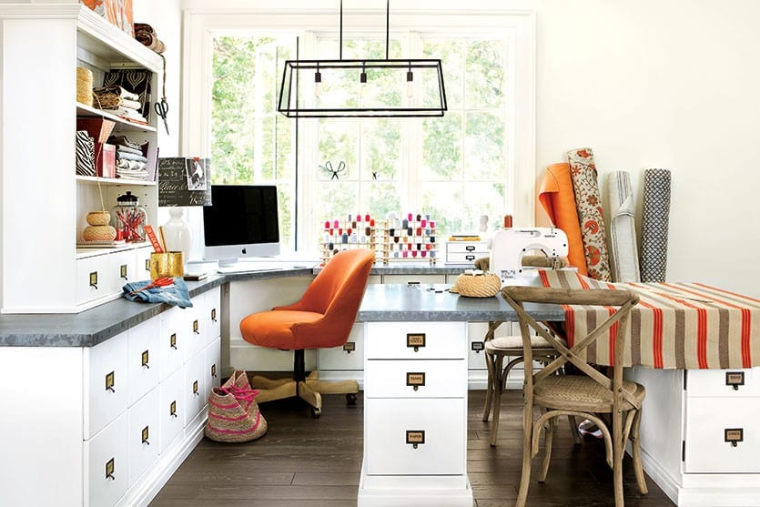 A sewing hub and a home office combined