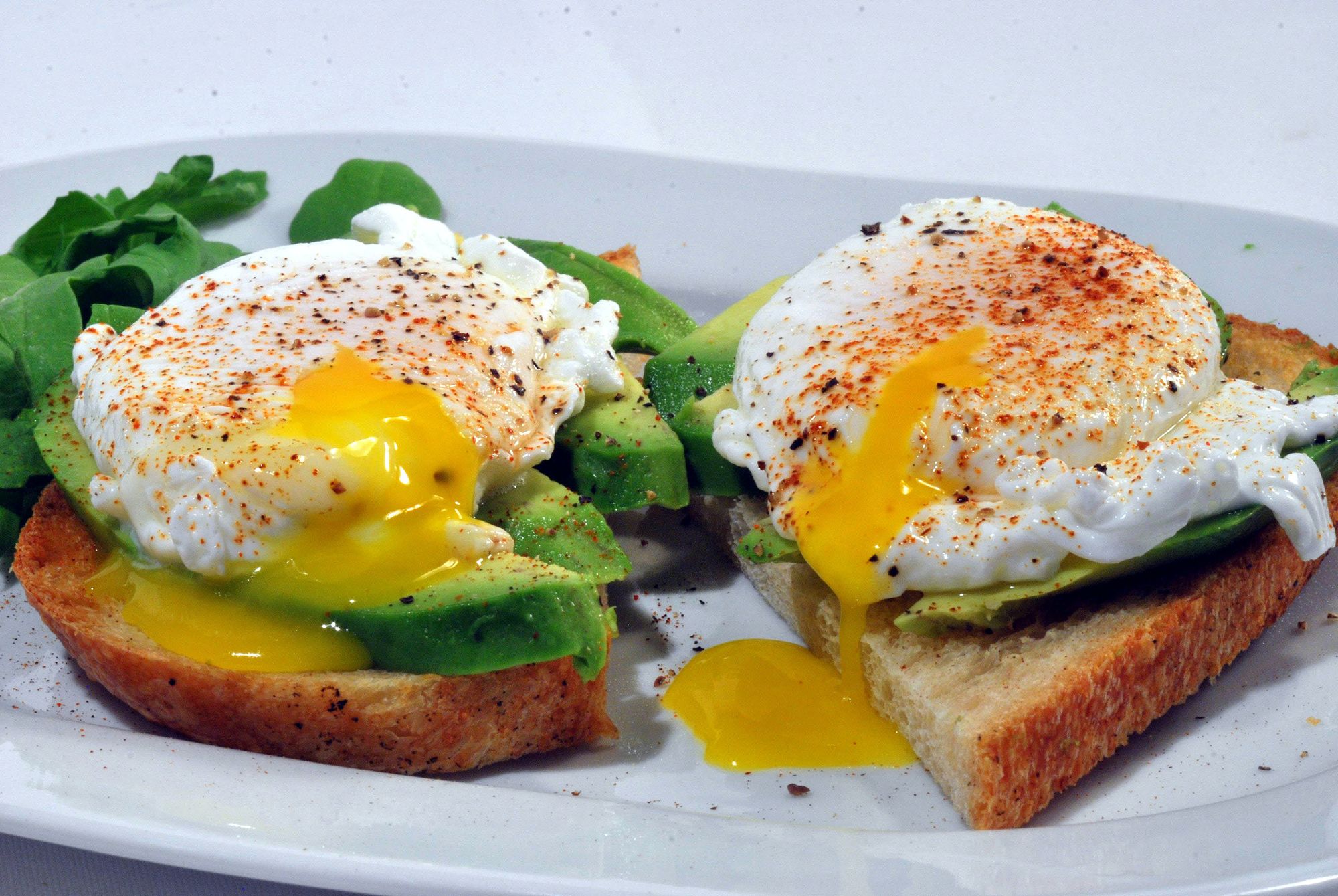 Avocado and poached eggs on toast