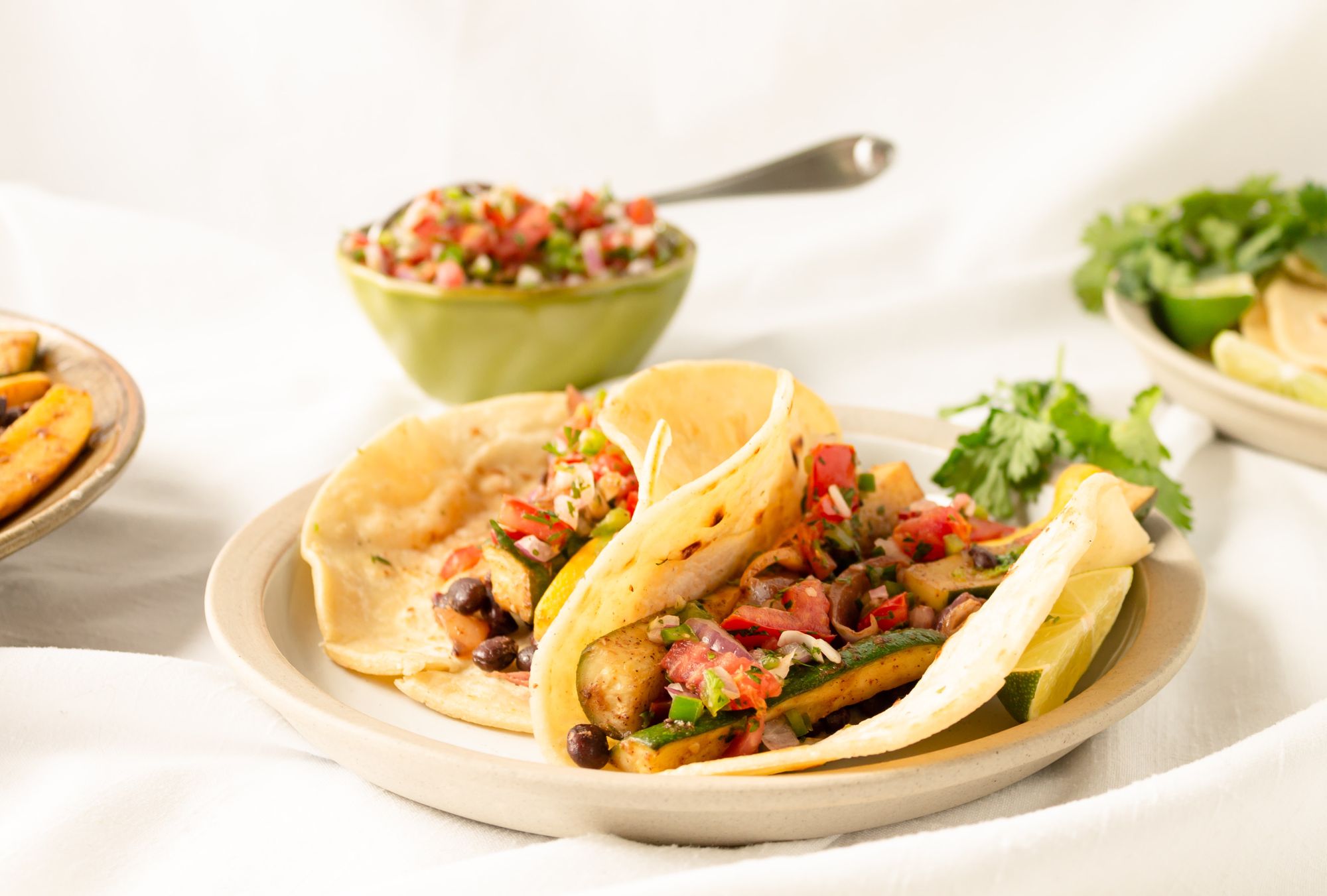 Vegan zucchini and black bean tacos