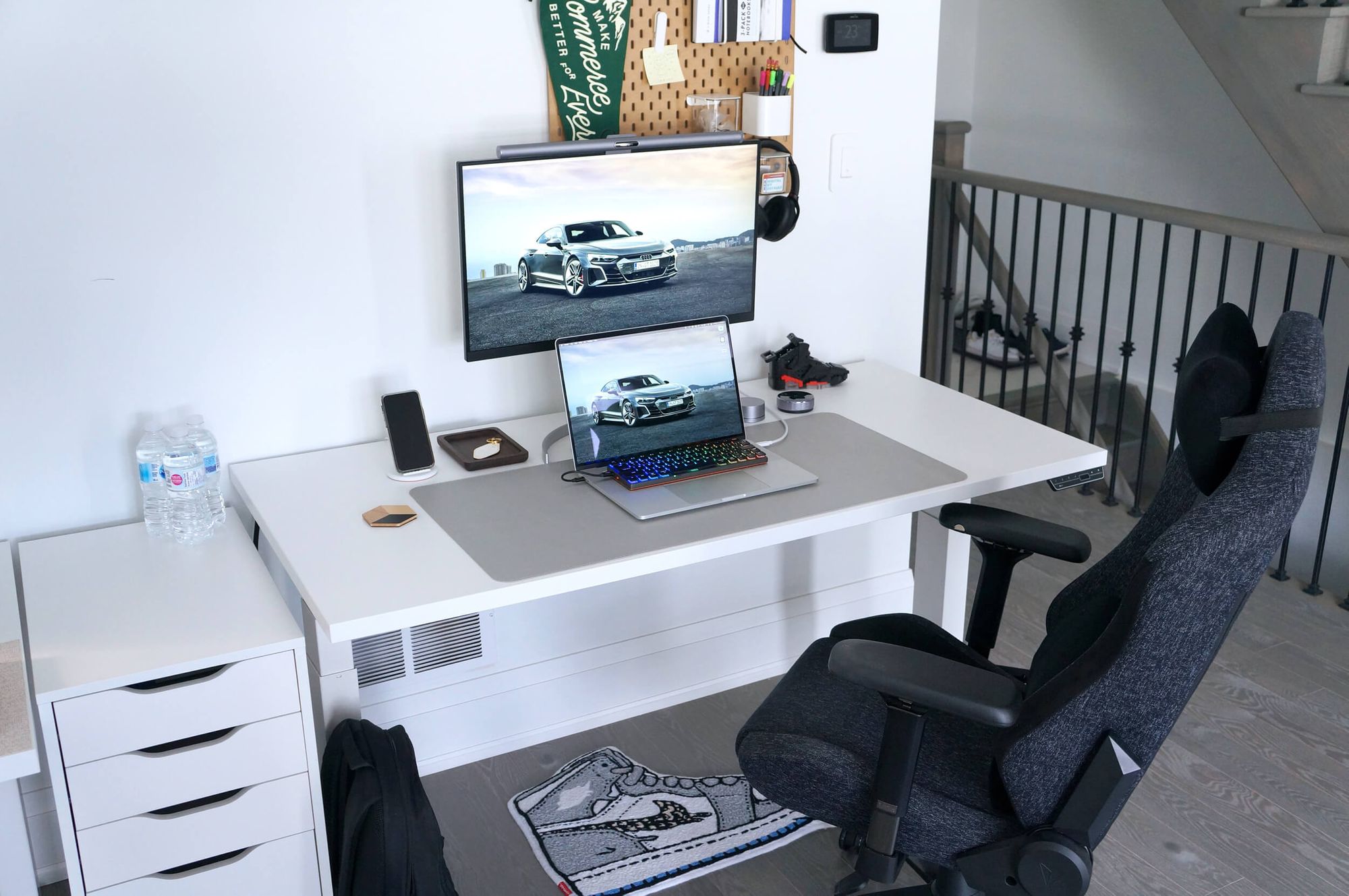 Shopify, Kevin's current employer, provided him with a desk and a chair