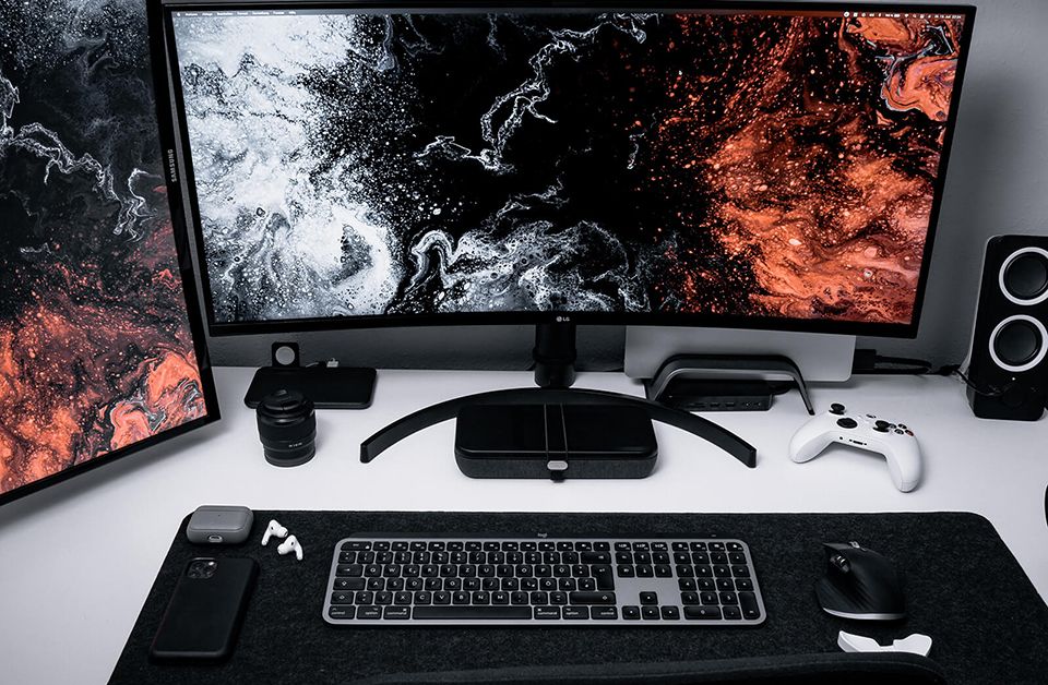 Black and White Desk Setup