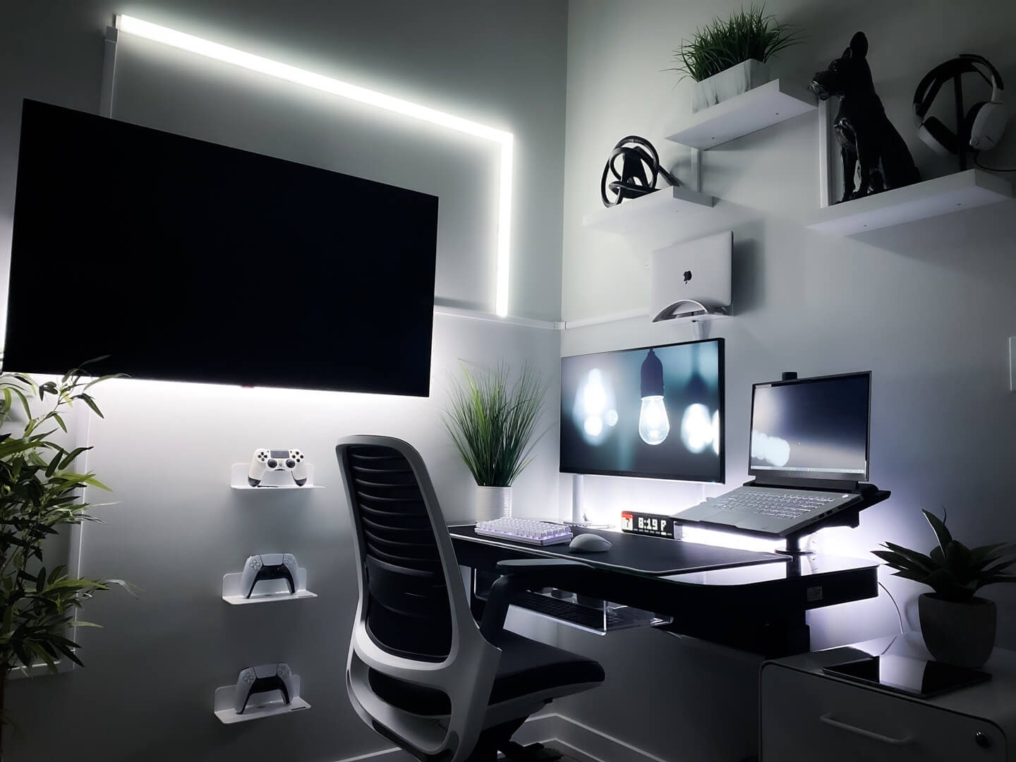 Home office with RGB lighting