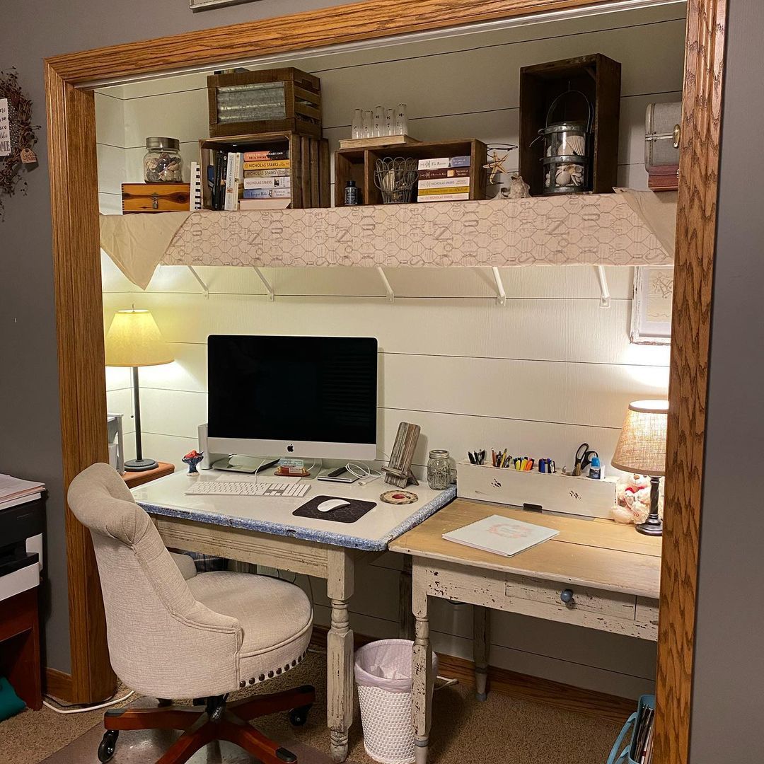 How to Convert a Reach-In Closet to An Organized Office Closet - Postcards  from the Ridge