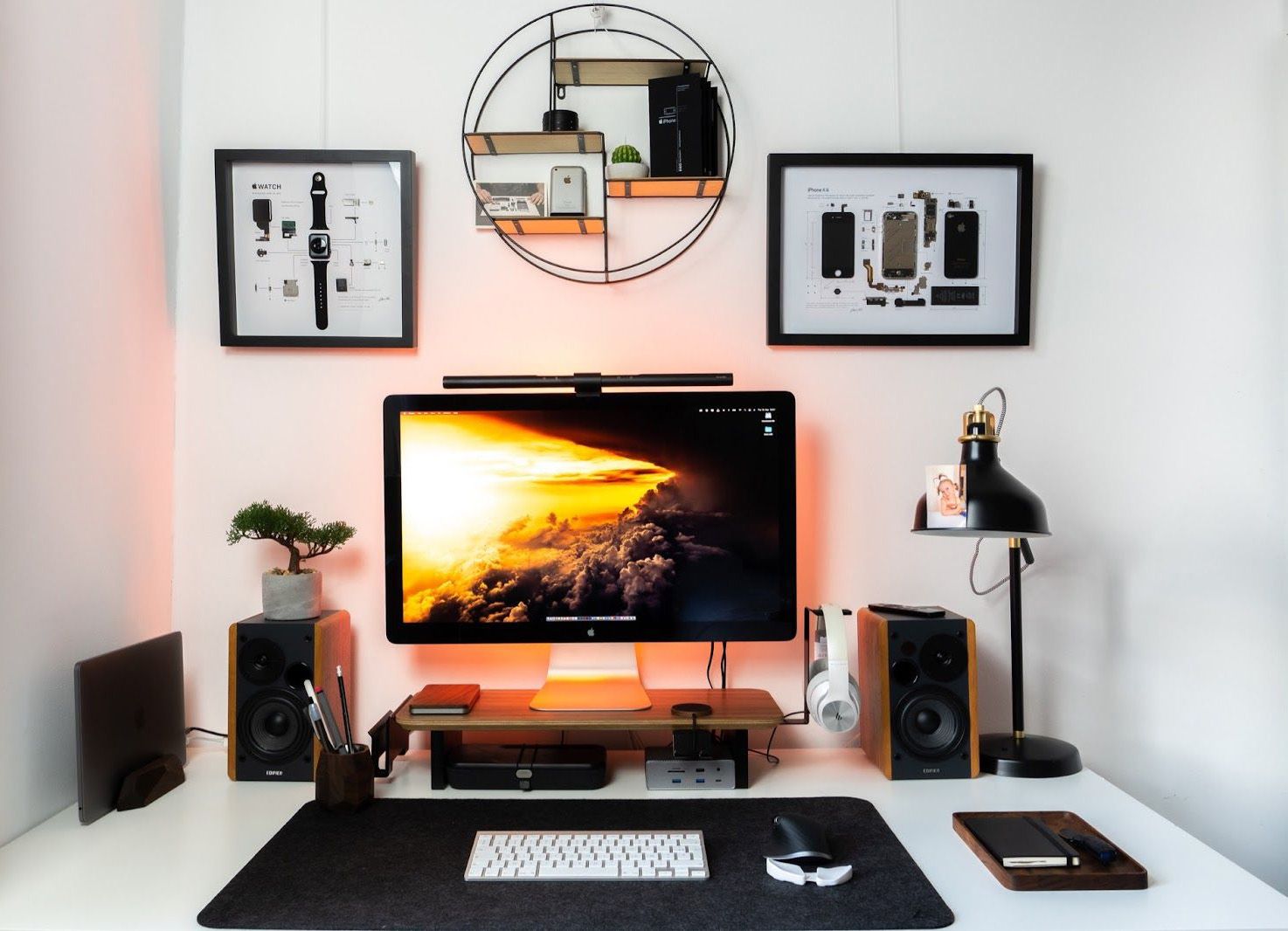 Black, White and Wood Home Office Setup in Hamburg, Germany