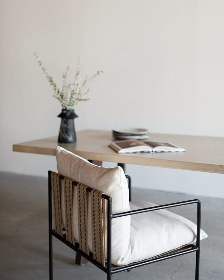 A chair and a table in a Japandi style