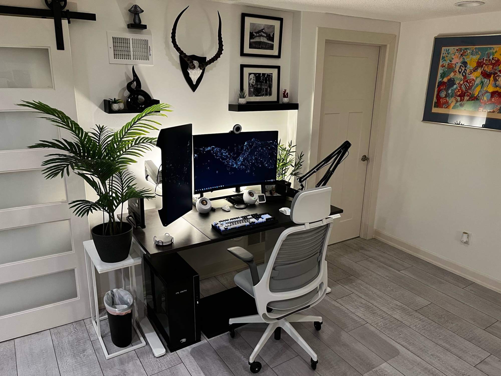 Black and white desk setup by Graham in the US
