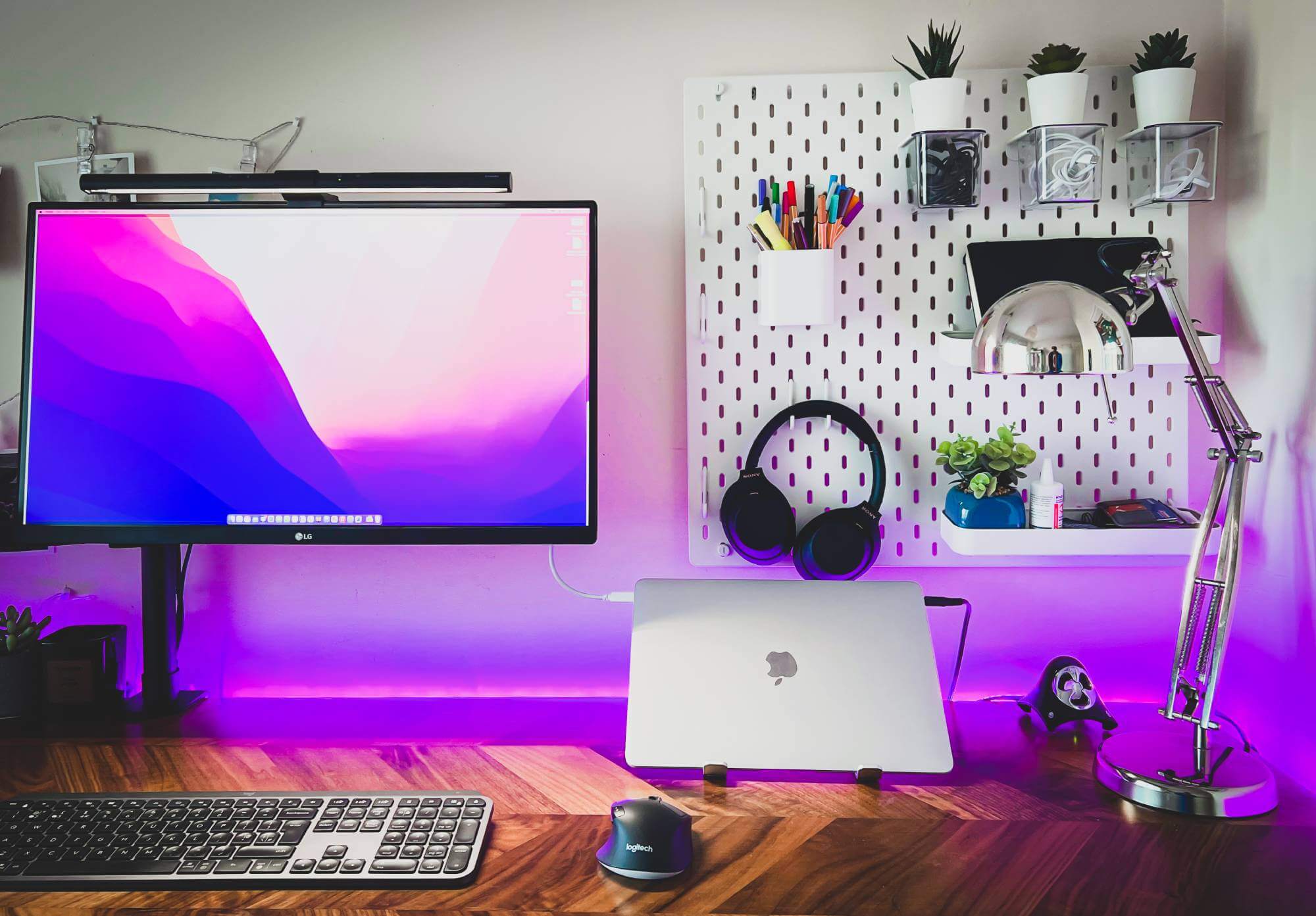 Productivity-boosting RGB workspace at home
