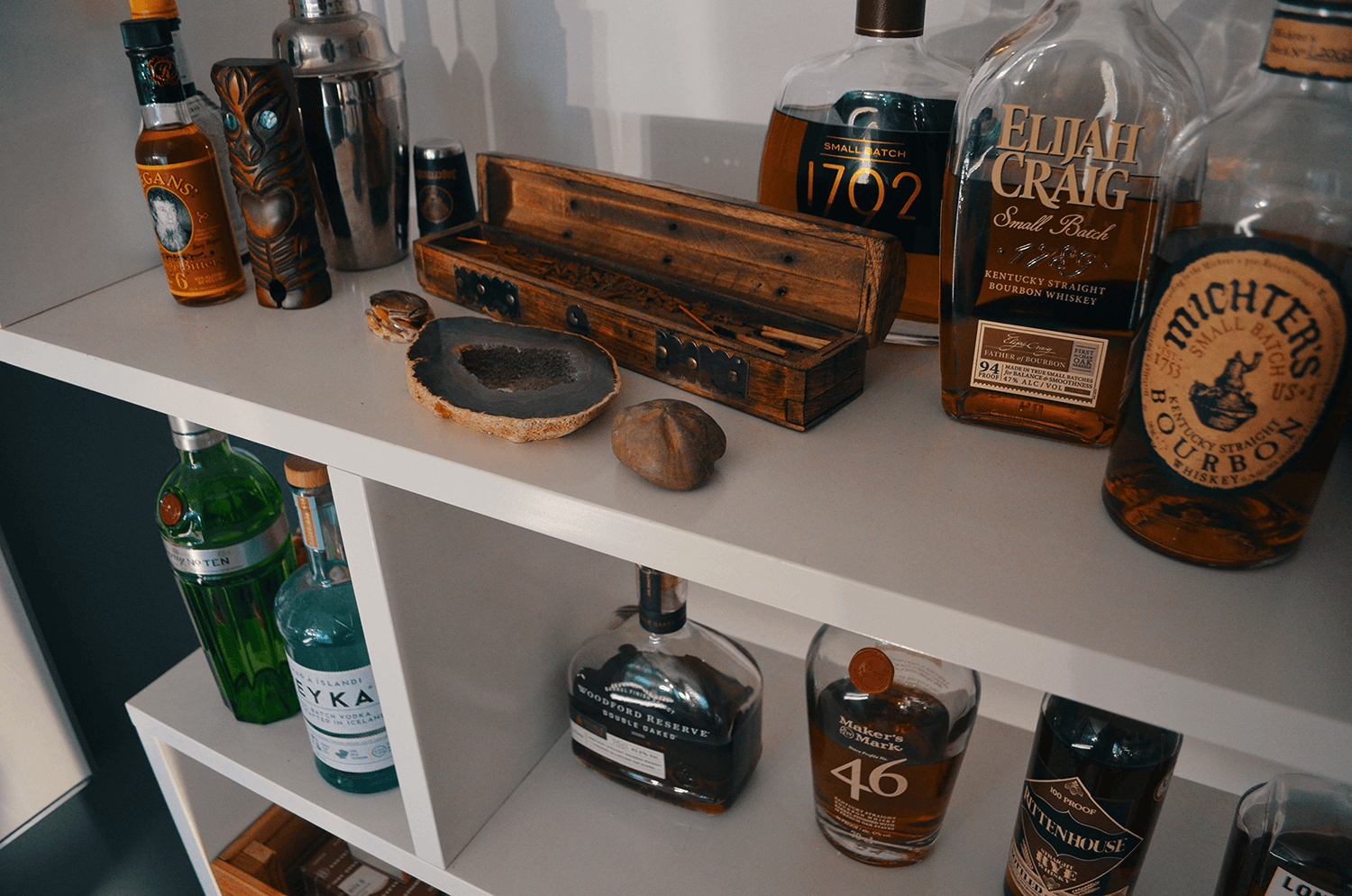 A shelf with James’ favourite items