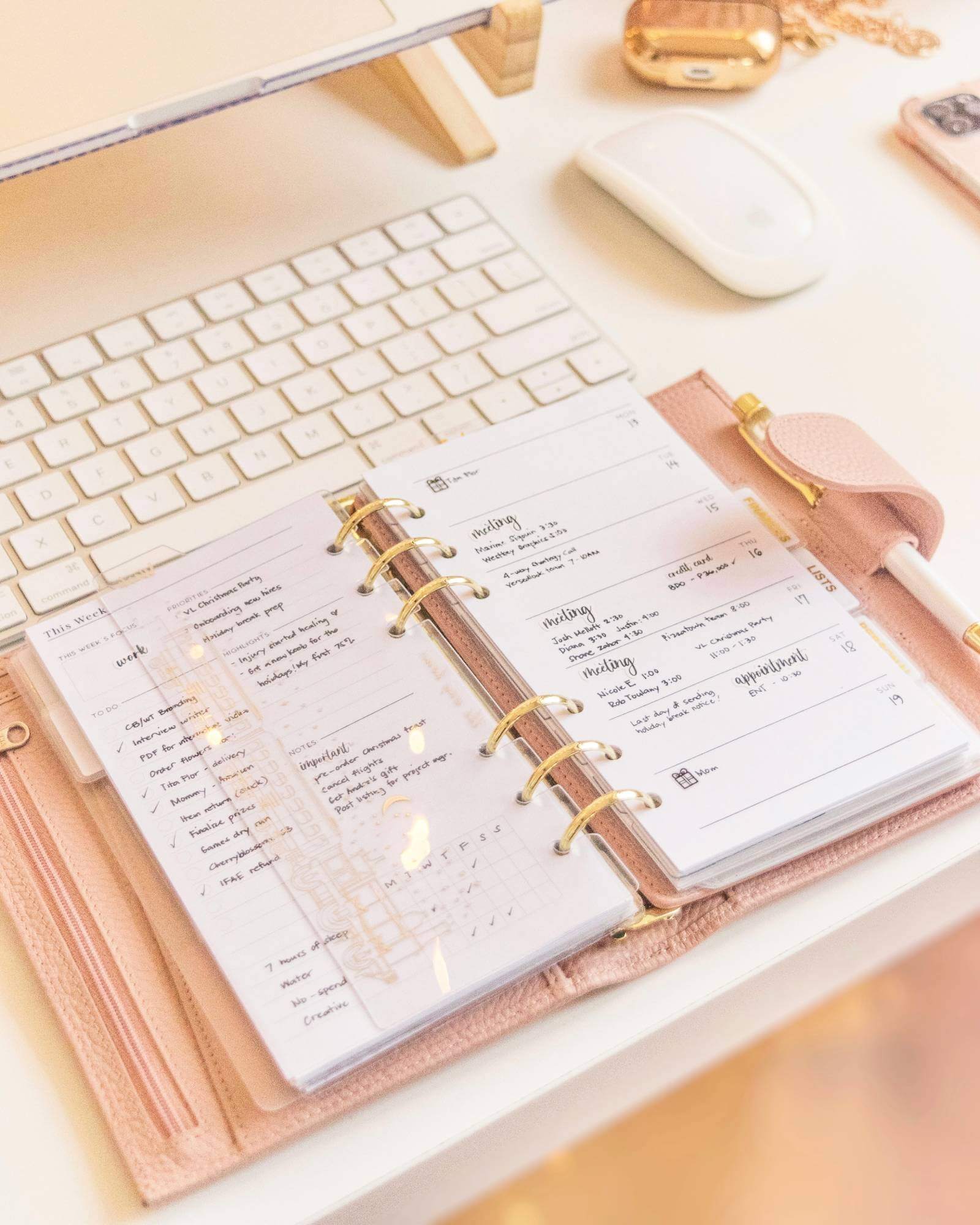Pink productivity planner