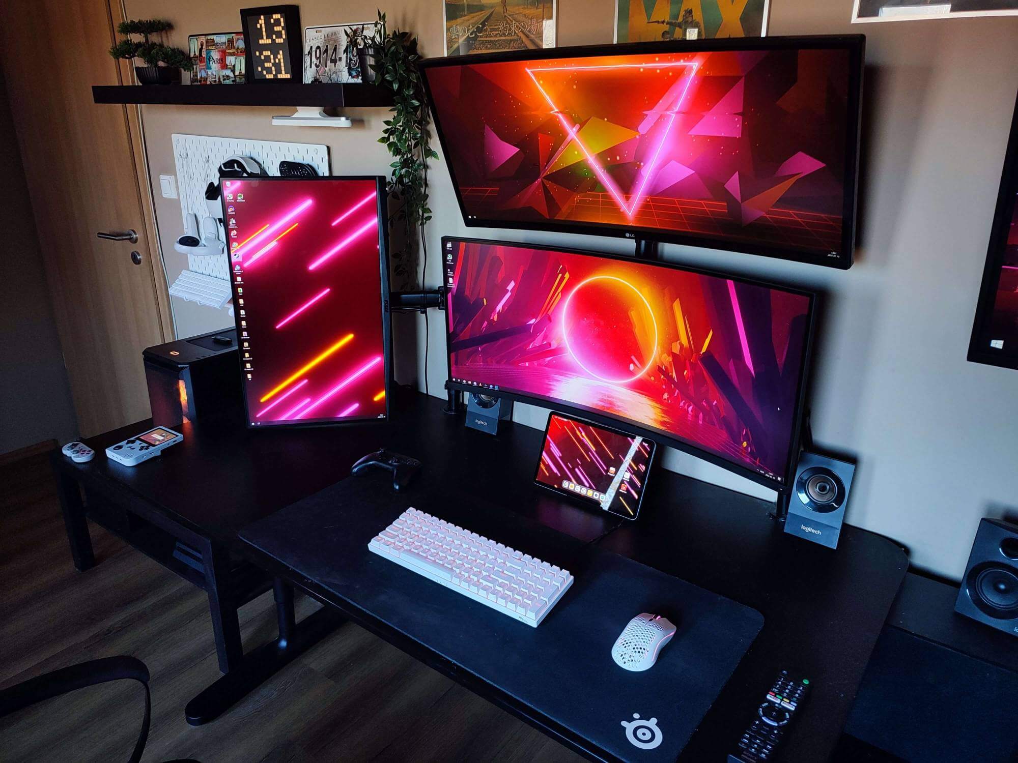 A multi-screen desk setup