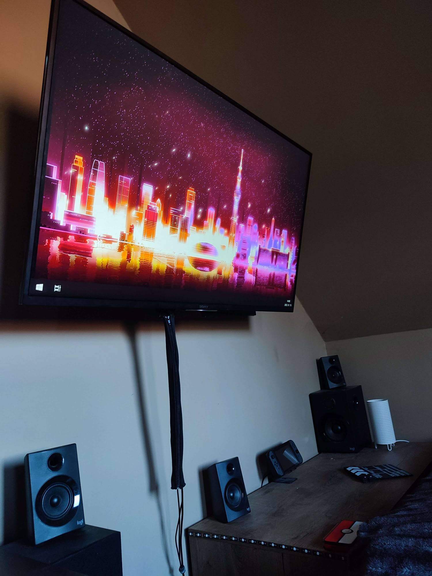 4K Sony TV in a home office