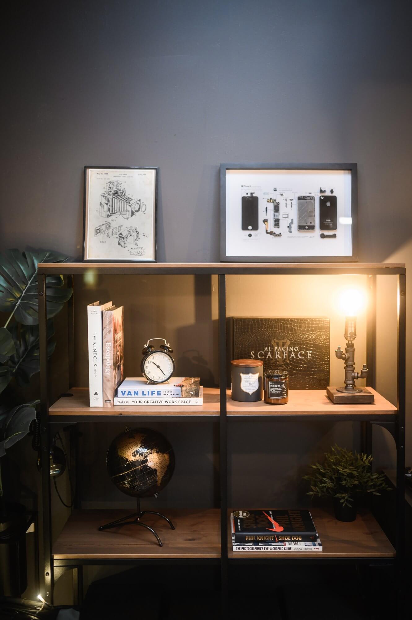 The industrial-looking bookshelf from IKEA