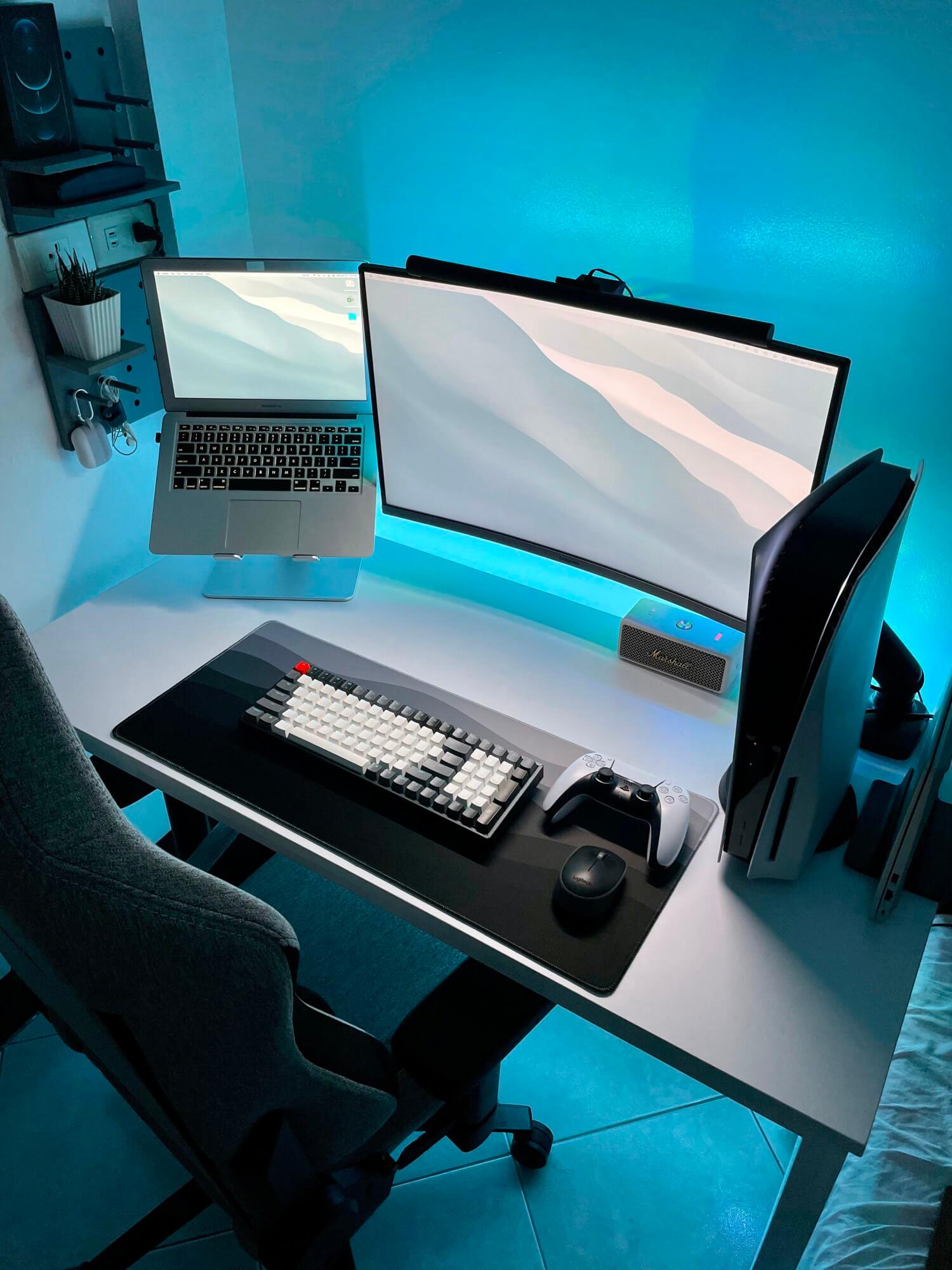 Blue & grey desk setup in the Philippines