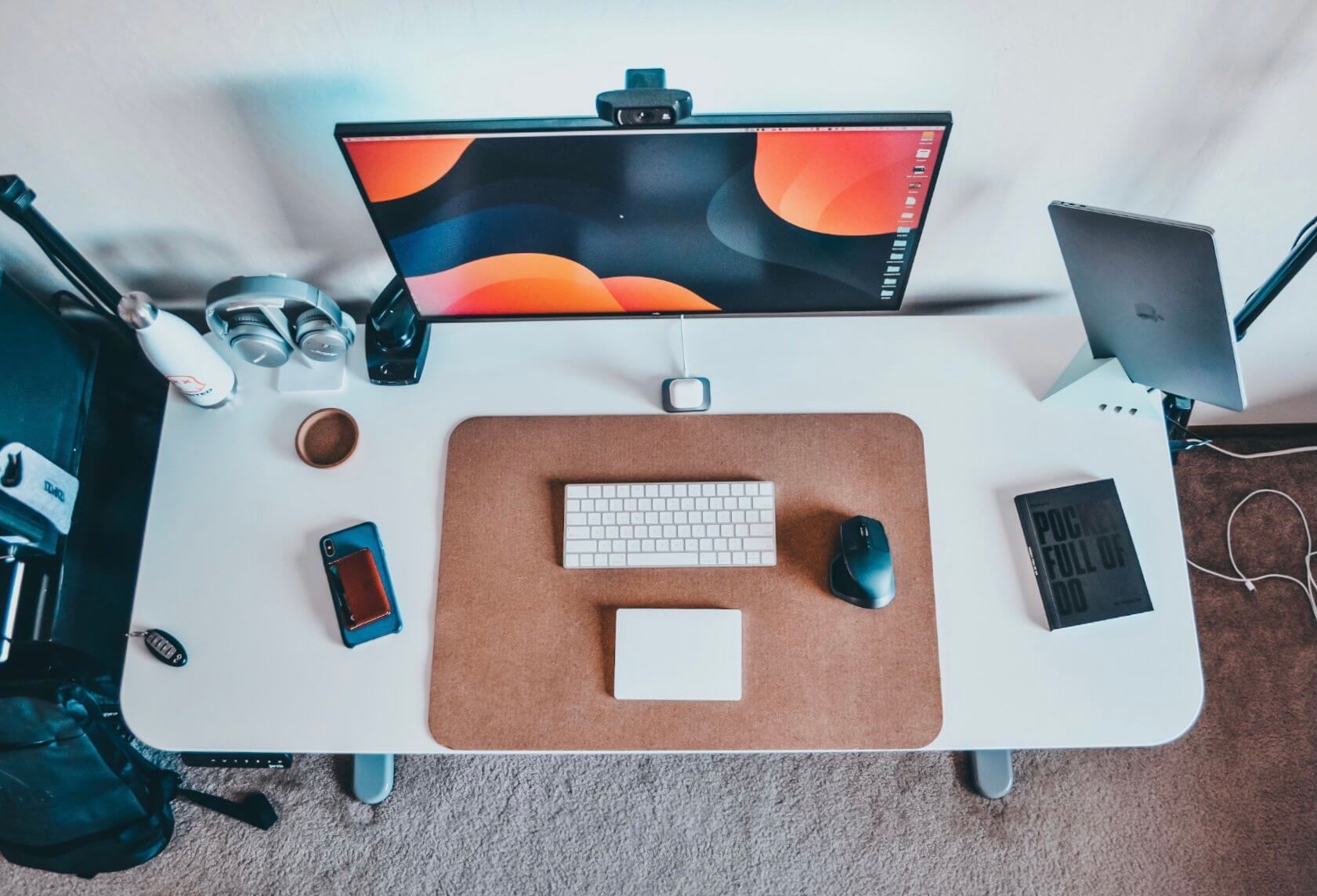 A comfortable standing desk setup