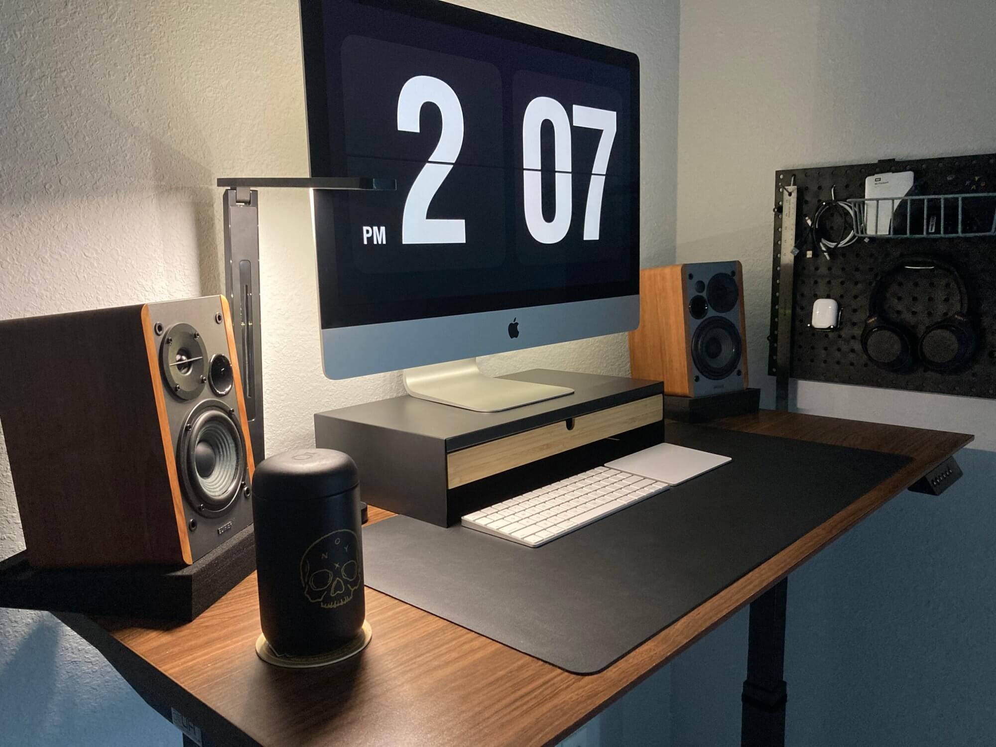 A home office featuring an airLIFT sit-stand desk