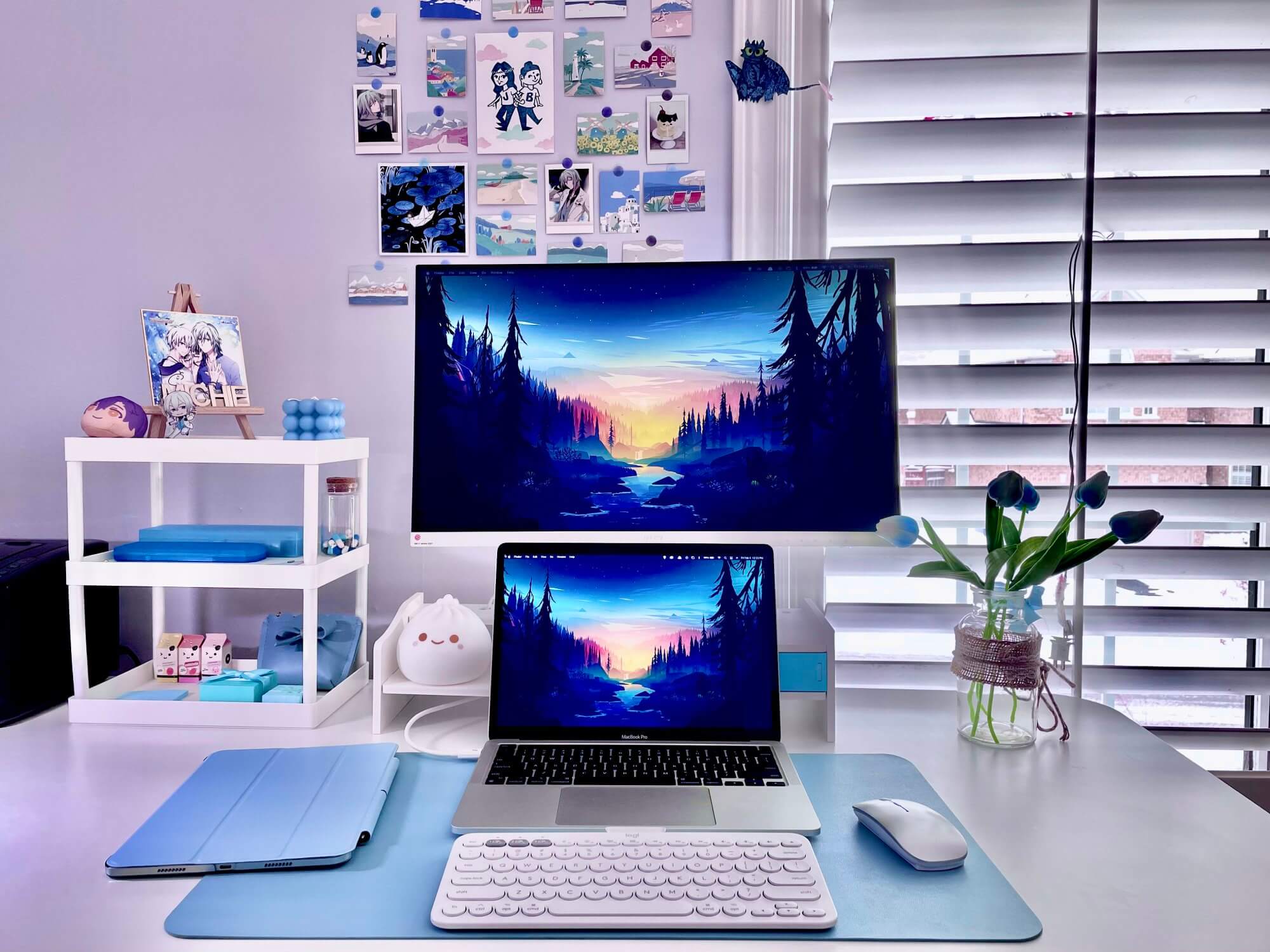 Blue-Themed Desk Setup in Ontario, Canada