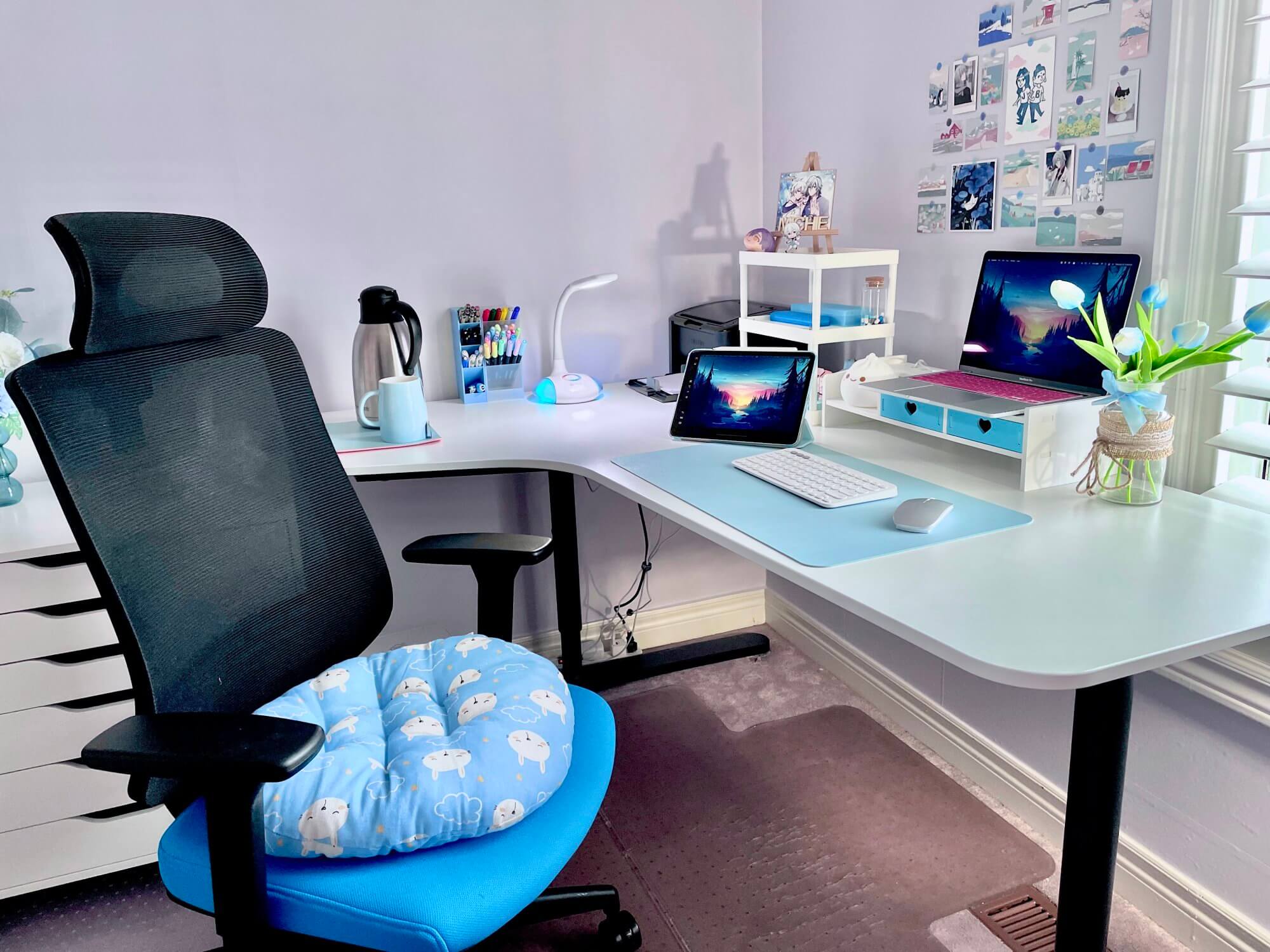 A blue-inspired desk setup