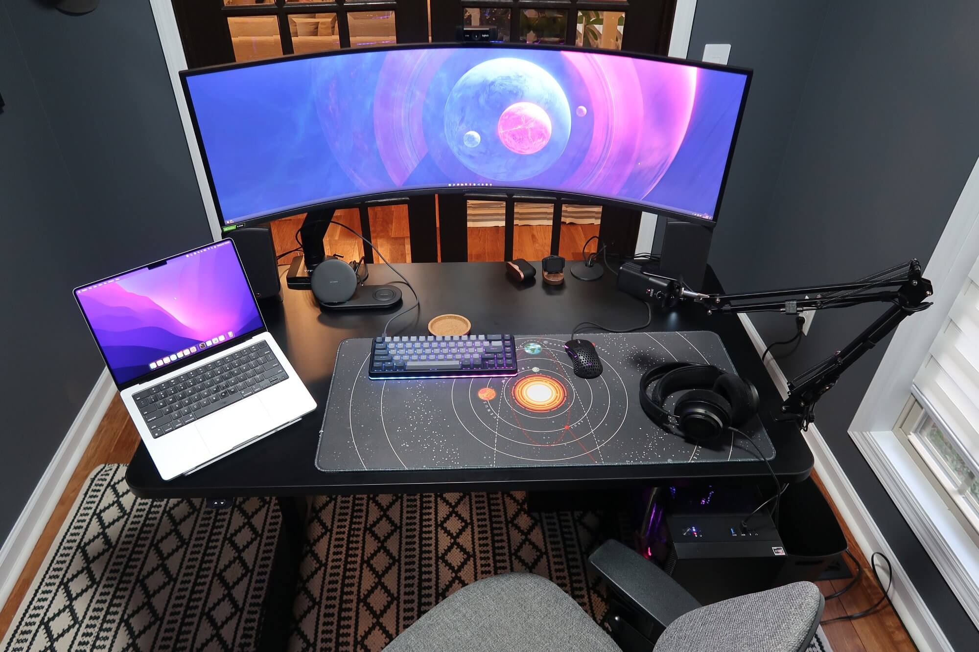 A home office with a VertDesk v3 sit-stand desk