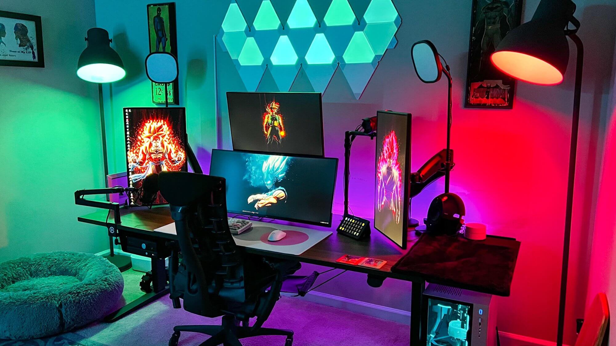 Standing desk with an extra desk extension in a home office