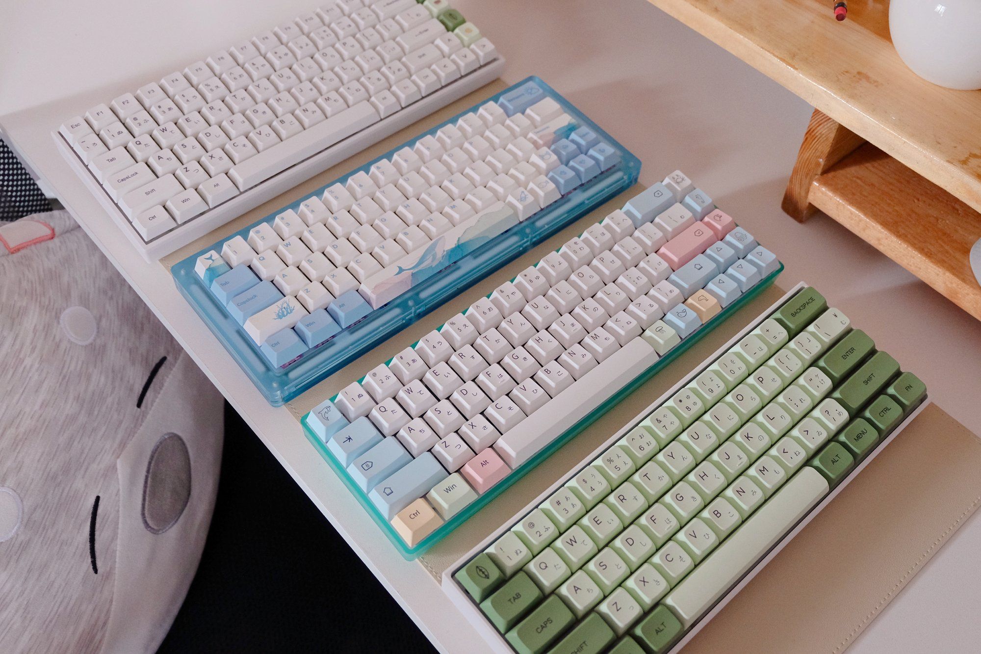 Four custom-made mechanical keyboards