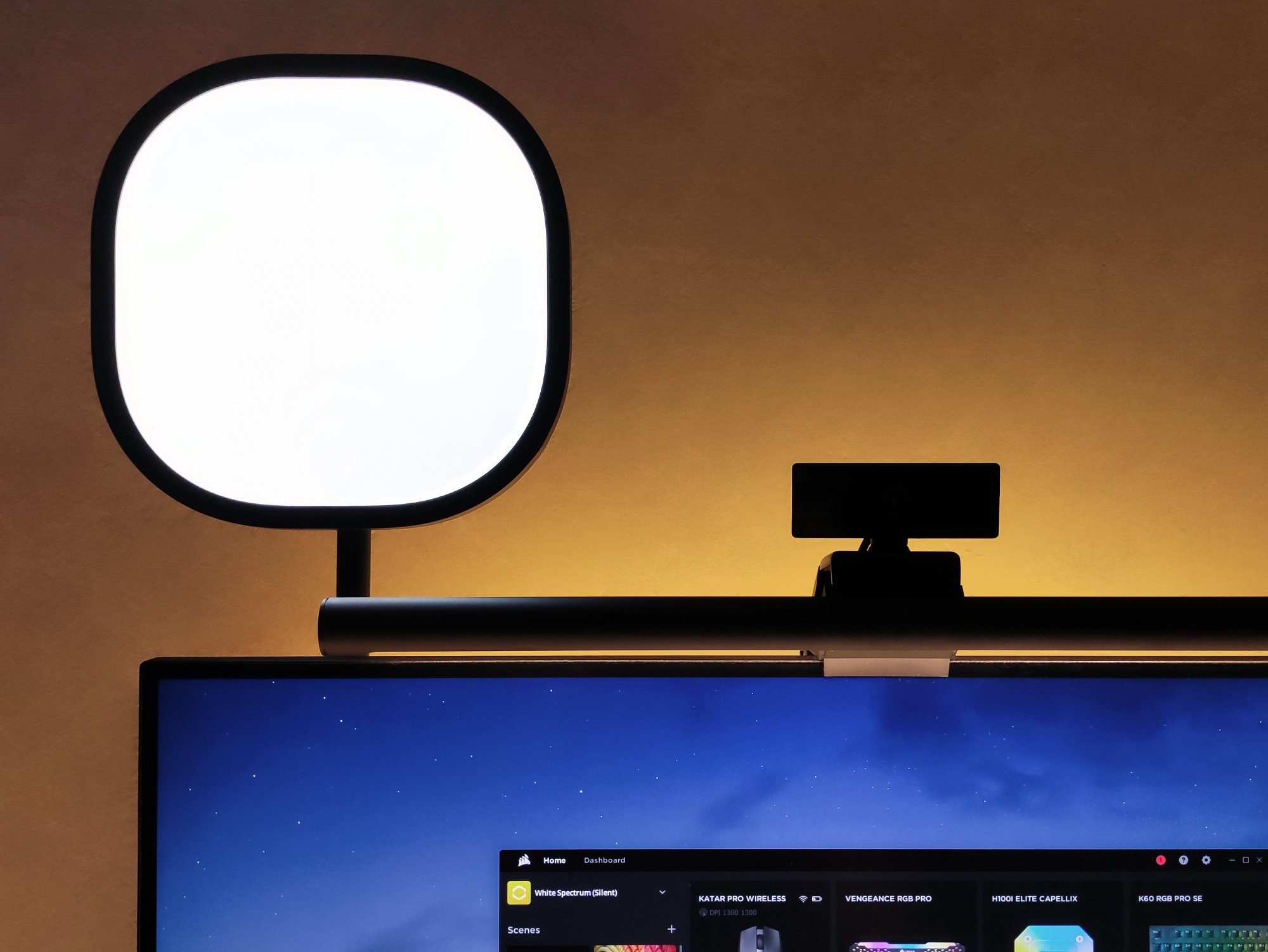 An Elgato Key Light Air LED panel