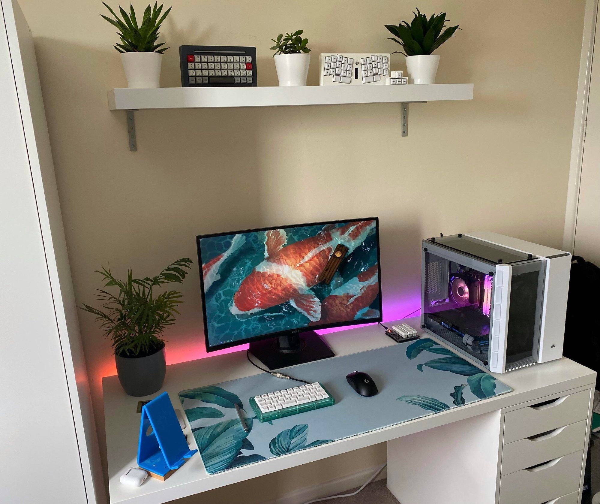 Minimal desk setup with an IKEA ALEX unit