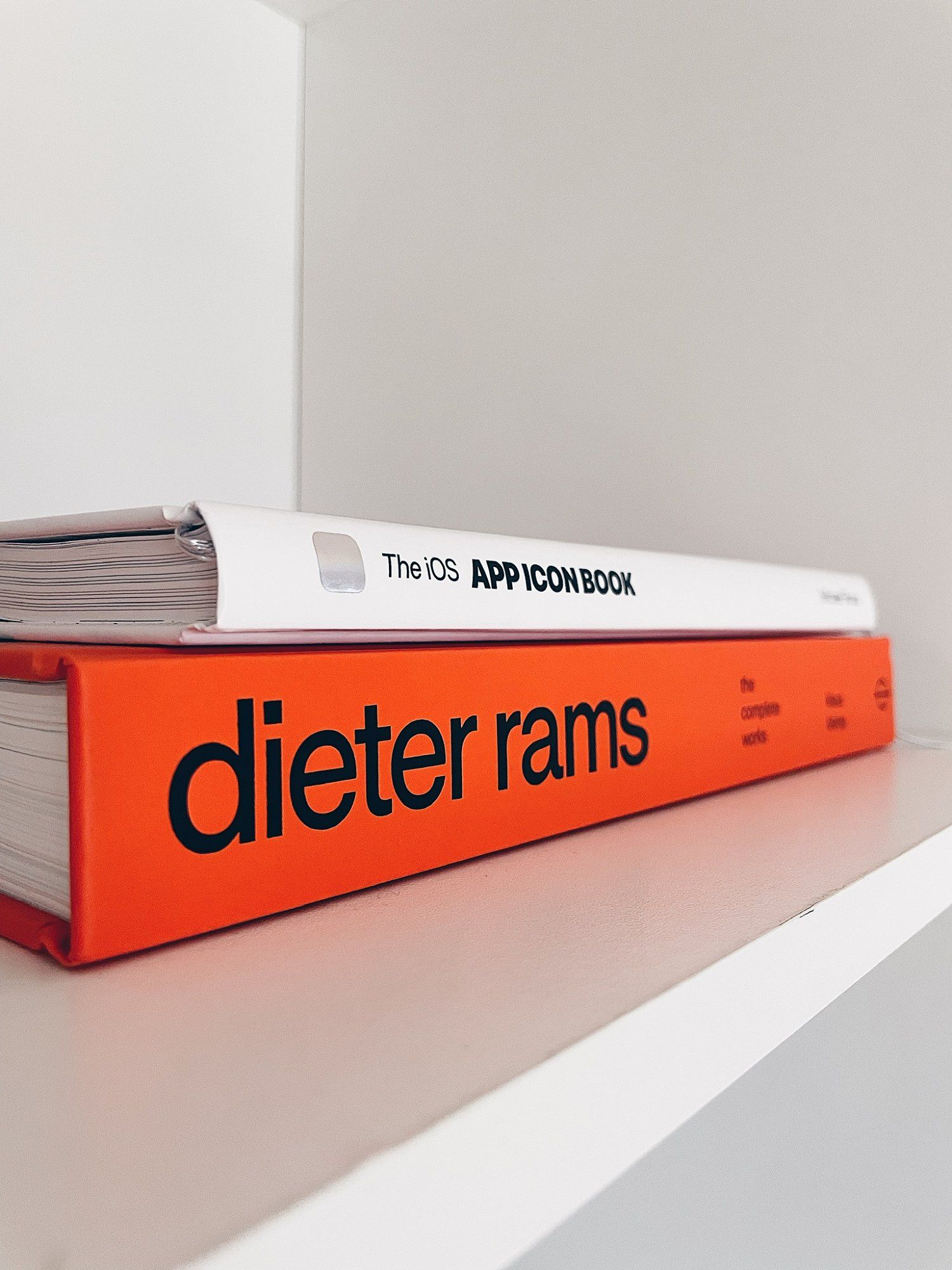 The iOS App Icon Book and a Dieter Rams: The Complete Works reference book