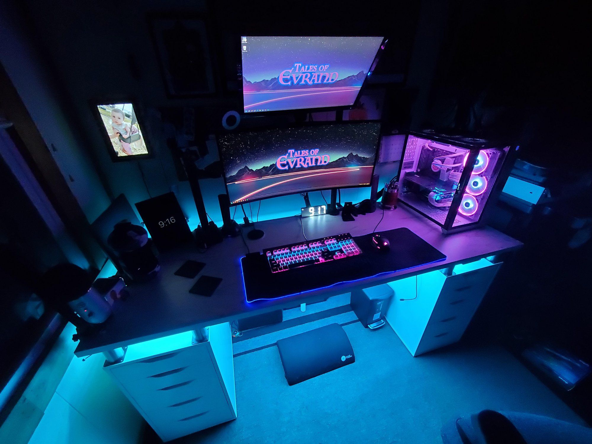 RGB IKEA battlestation with ALEX drawers