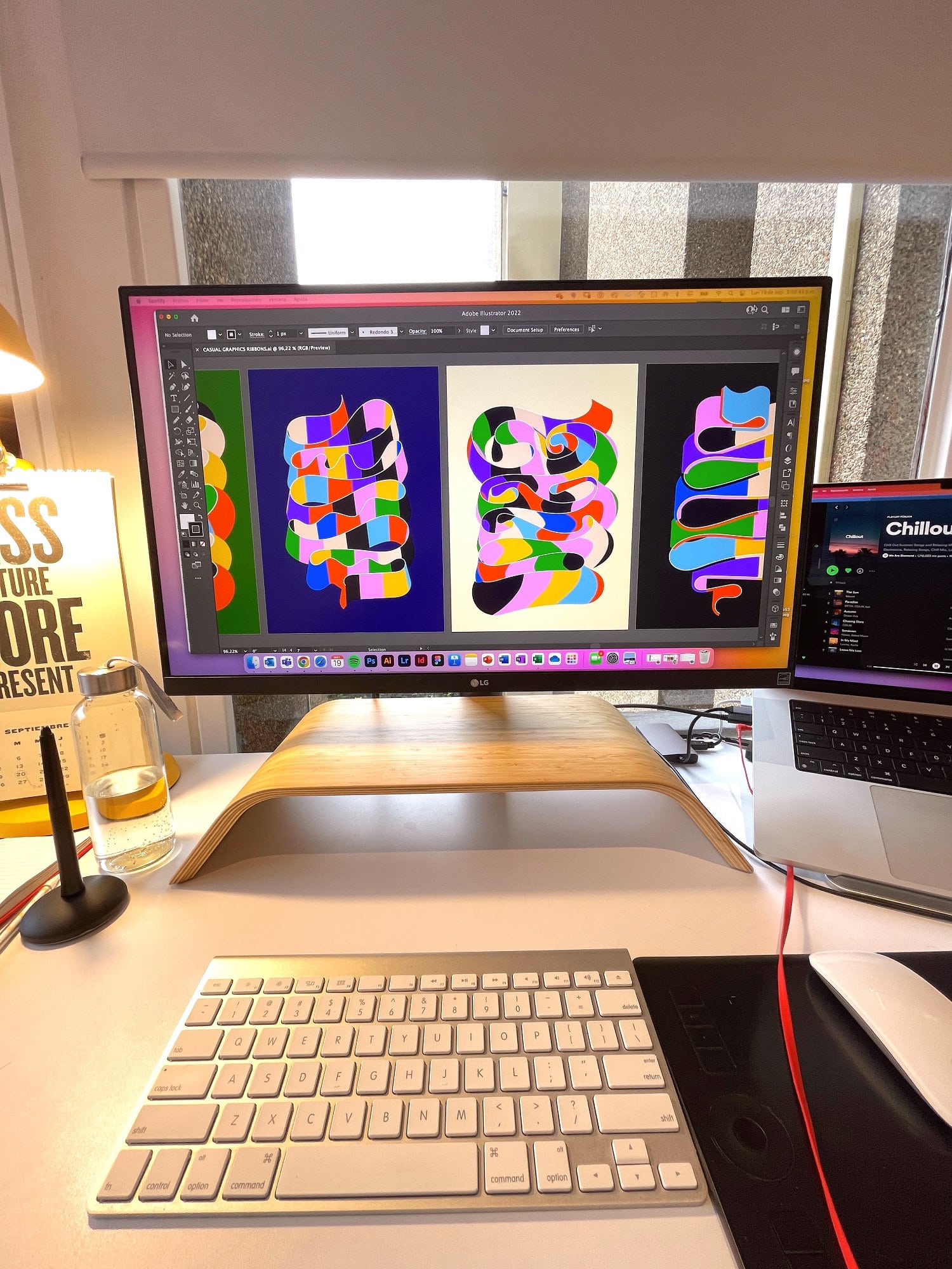 A colourful desk setup in Colombia
