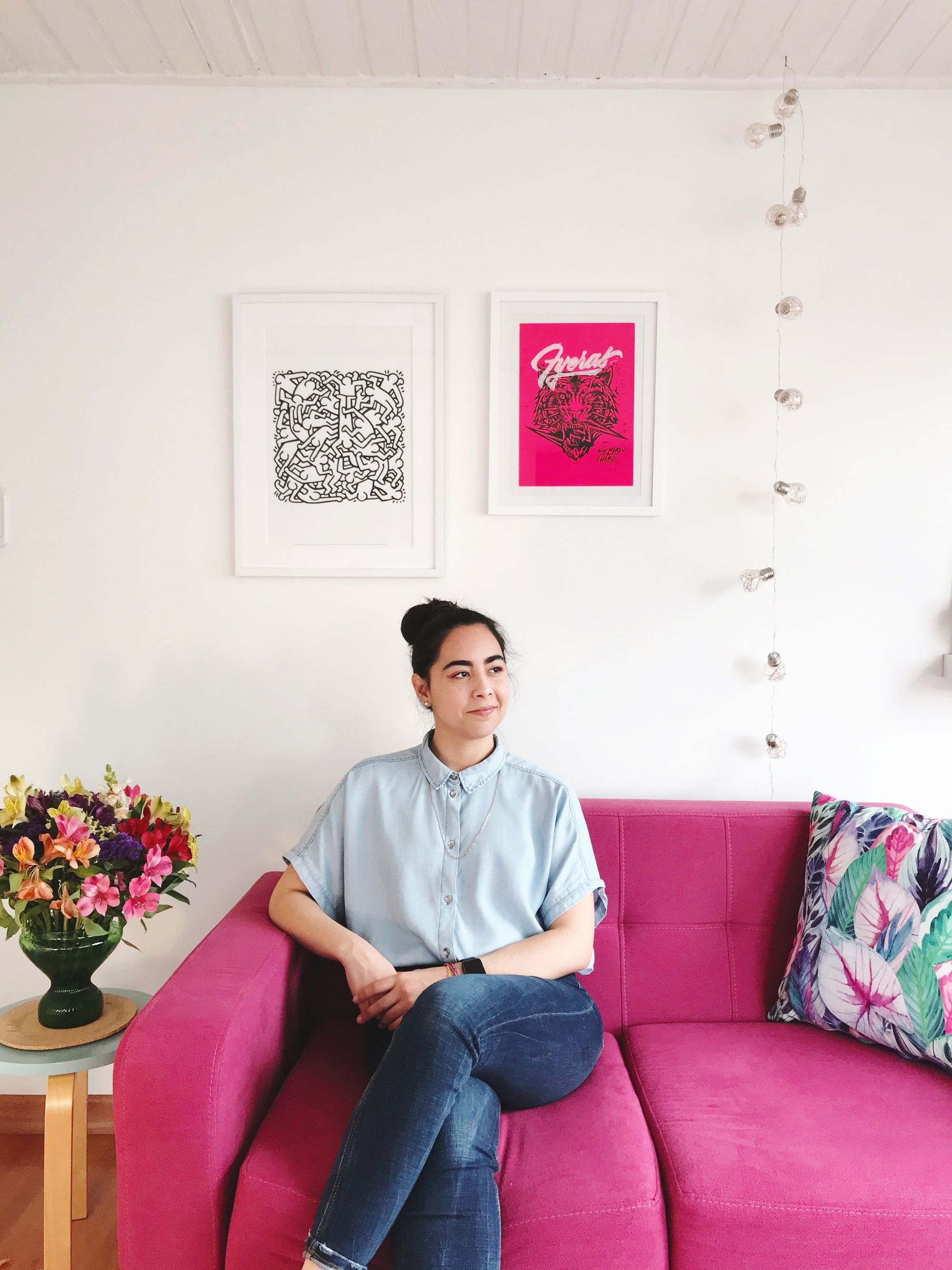 Nubikini, a lettering artist from Venezuela, in her apartment in Bogotá, Colombia