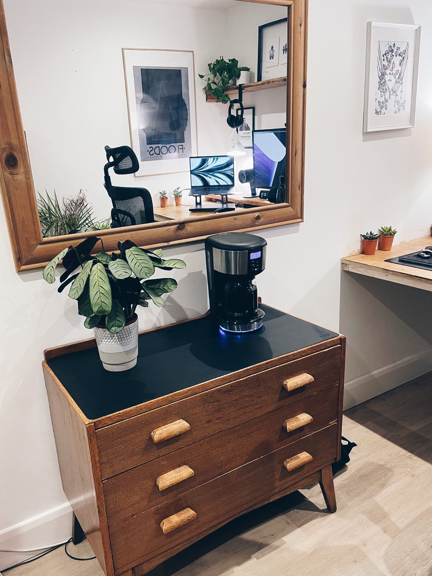 A coffee corner with a Russell Hobbs coffee machine