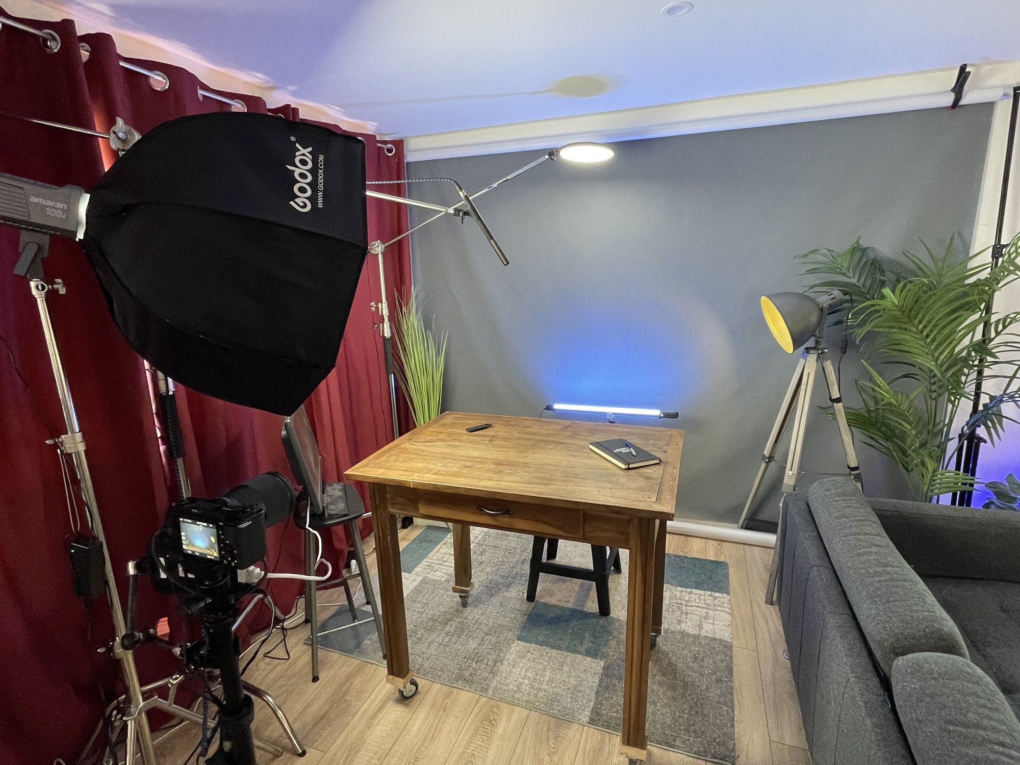 A film set for recording work videos with a professional slant