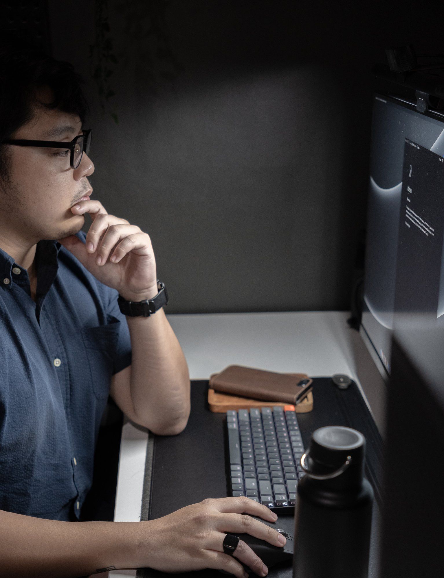 Emmie Villegas, an architect, designer, and enterpreneur, in his home office