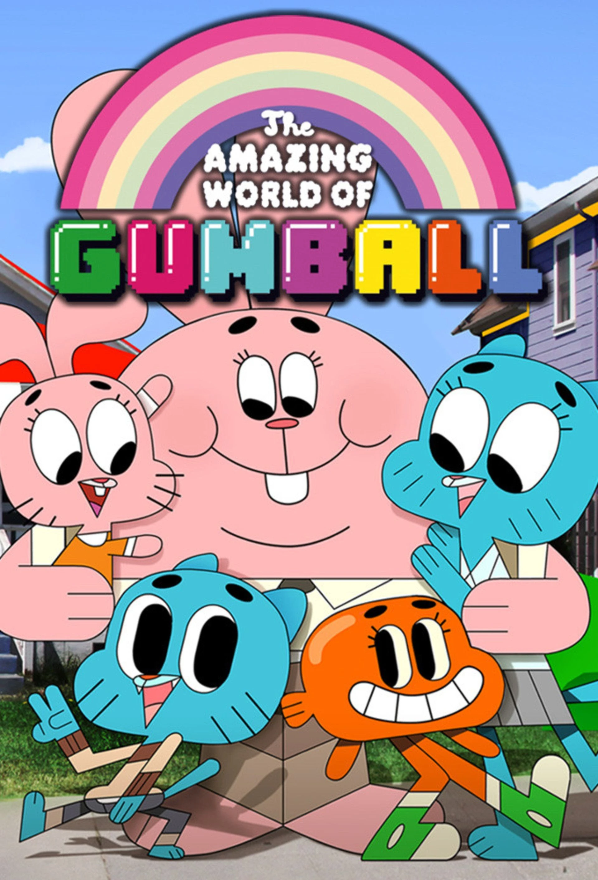 A cover for The Amazing World of Gumball animated TV series about the adventures of an anthropomorphic blue cat and his friends