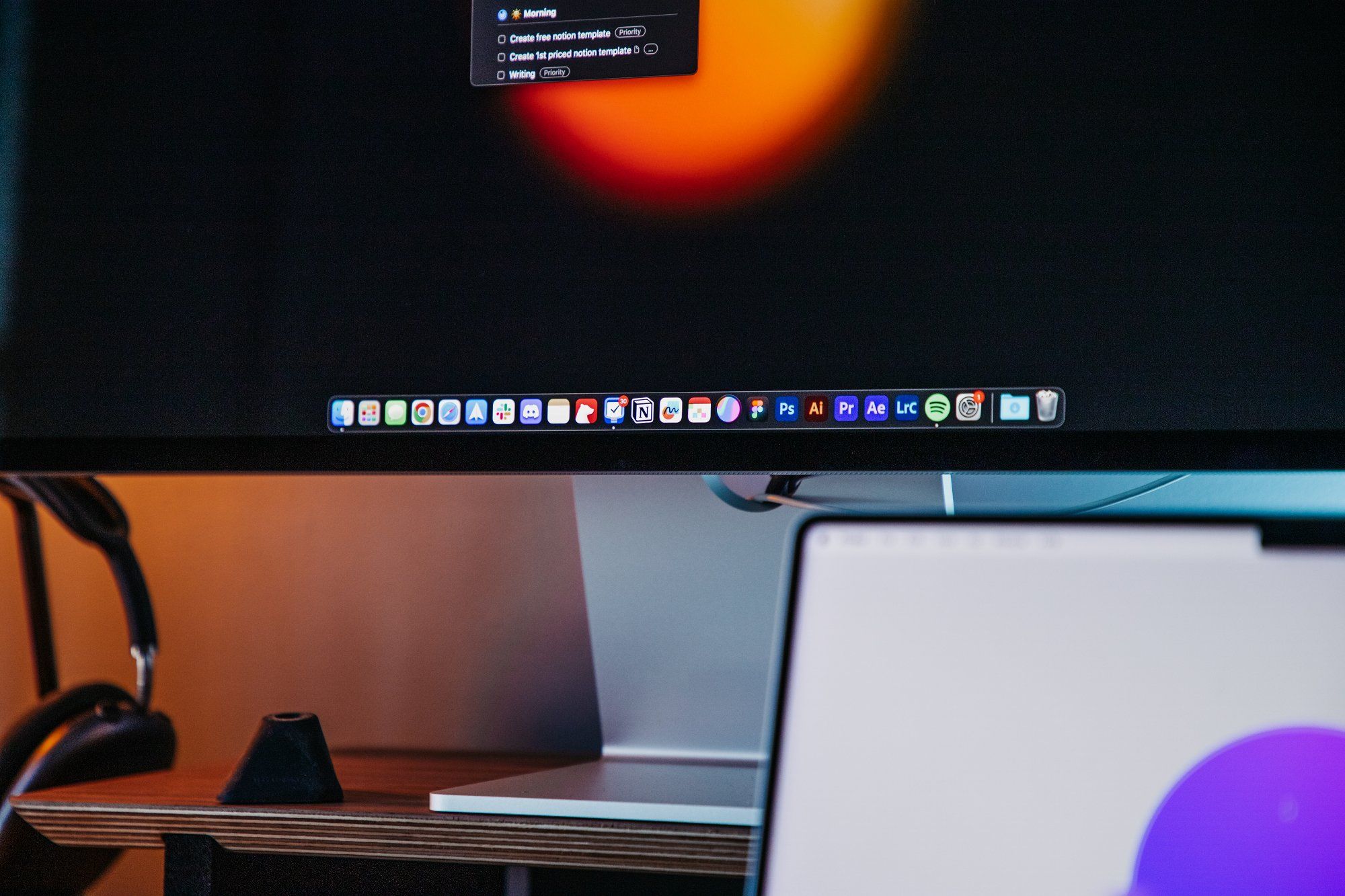 A close-up photo of part of the Apple Studio Display screen