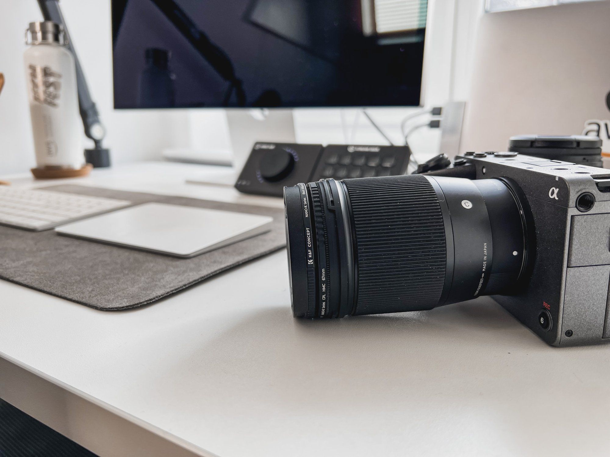 A Sony FX30 camera sitting on a desk