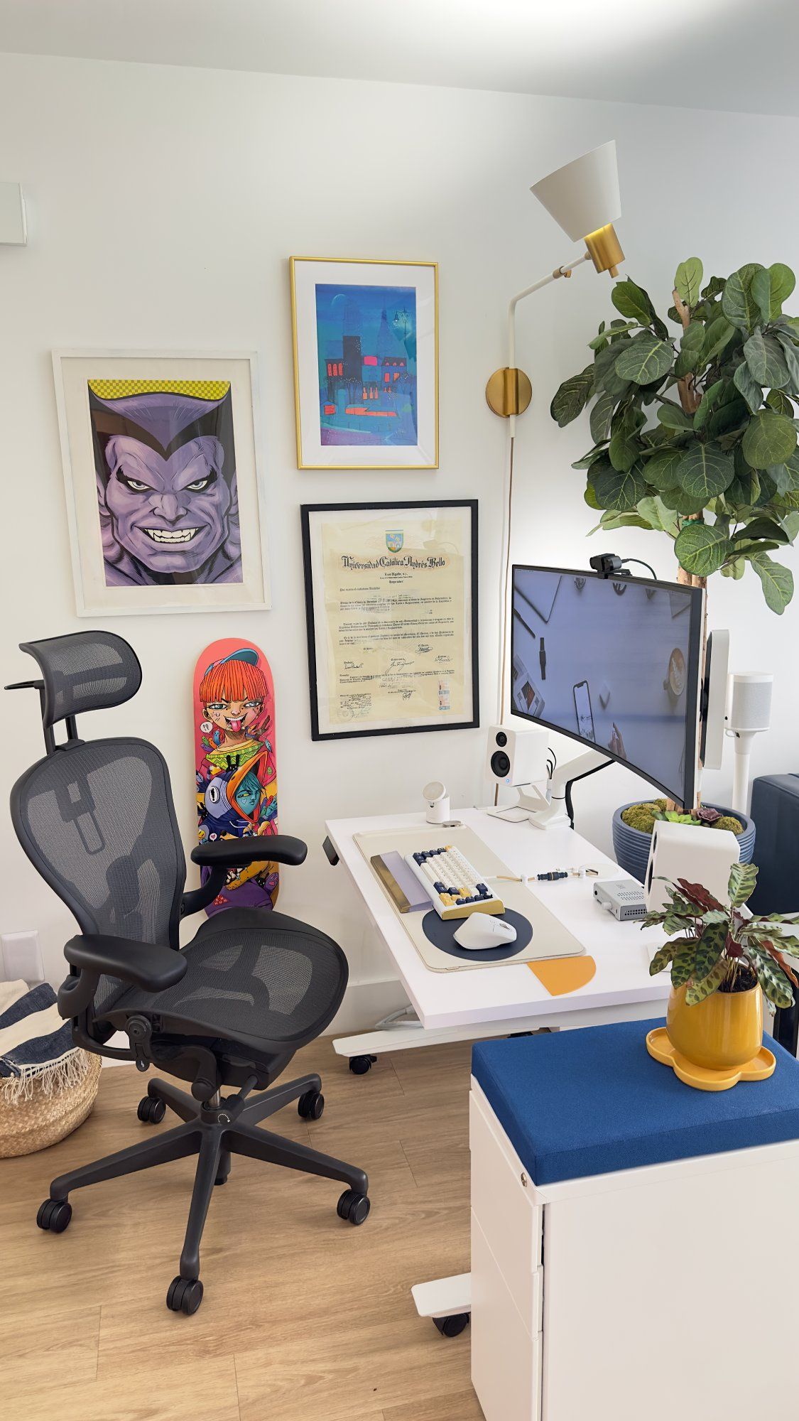 A small home workspace zone in a cosy room