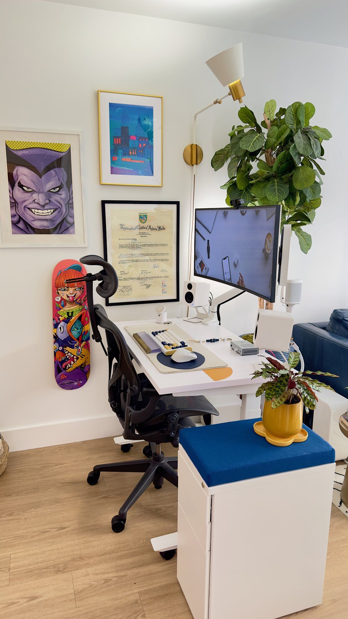 A small WFH standing desk setup