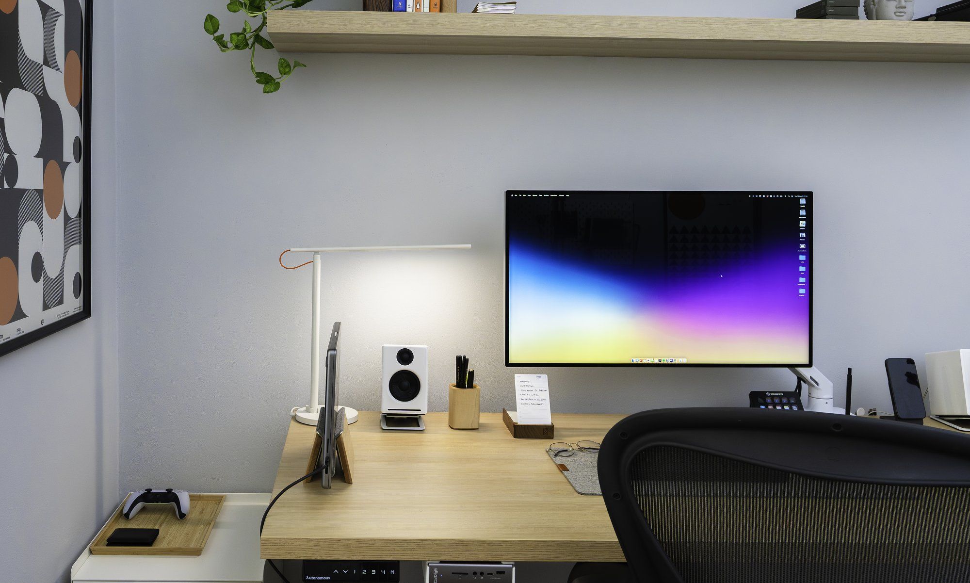 The standing desk setup of a designer