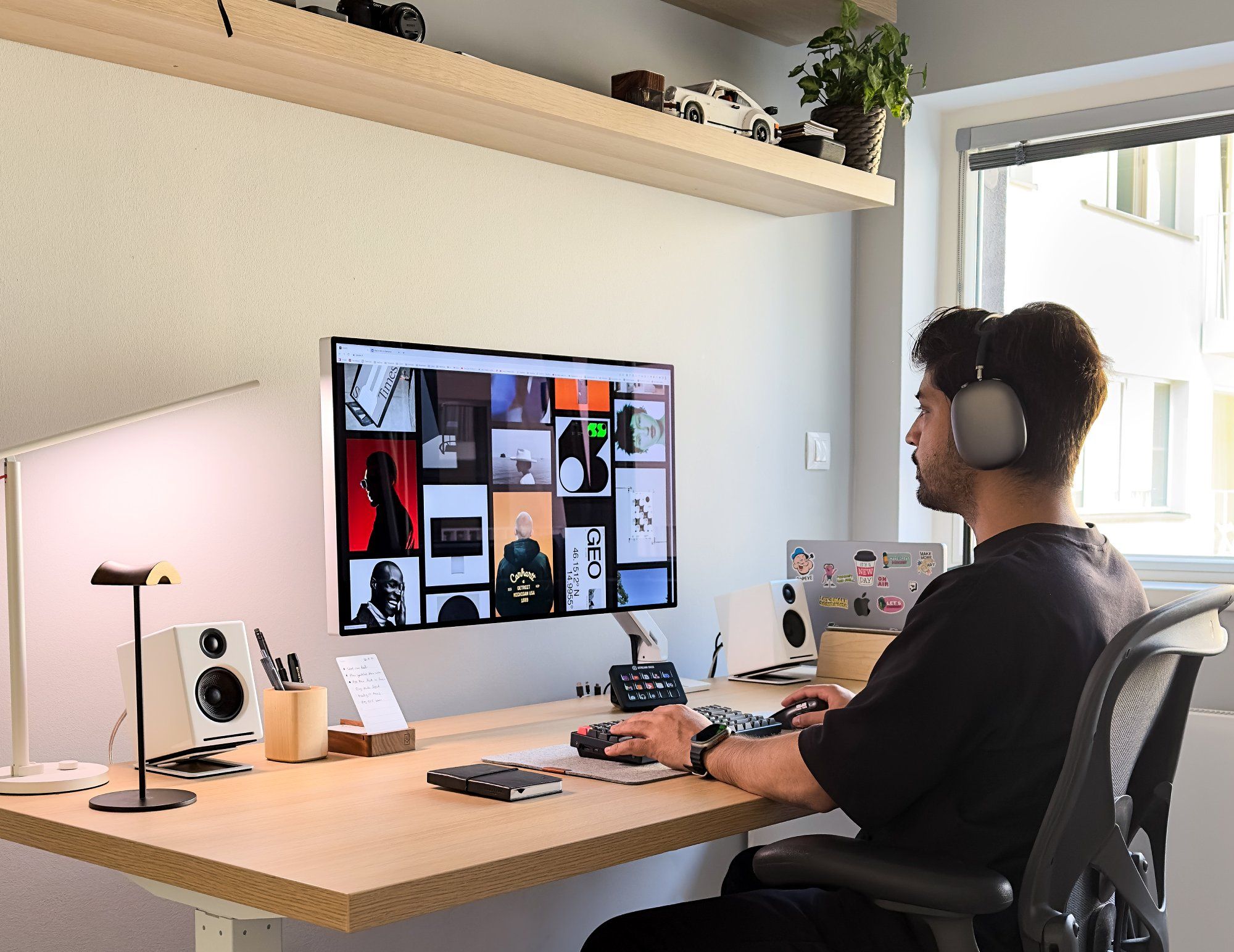 Faizur Rehman, an independent creative and educator, in his home office