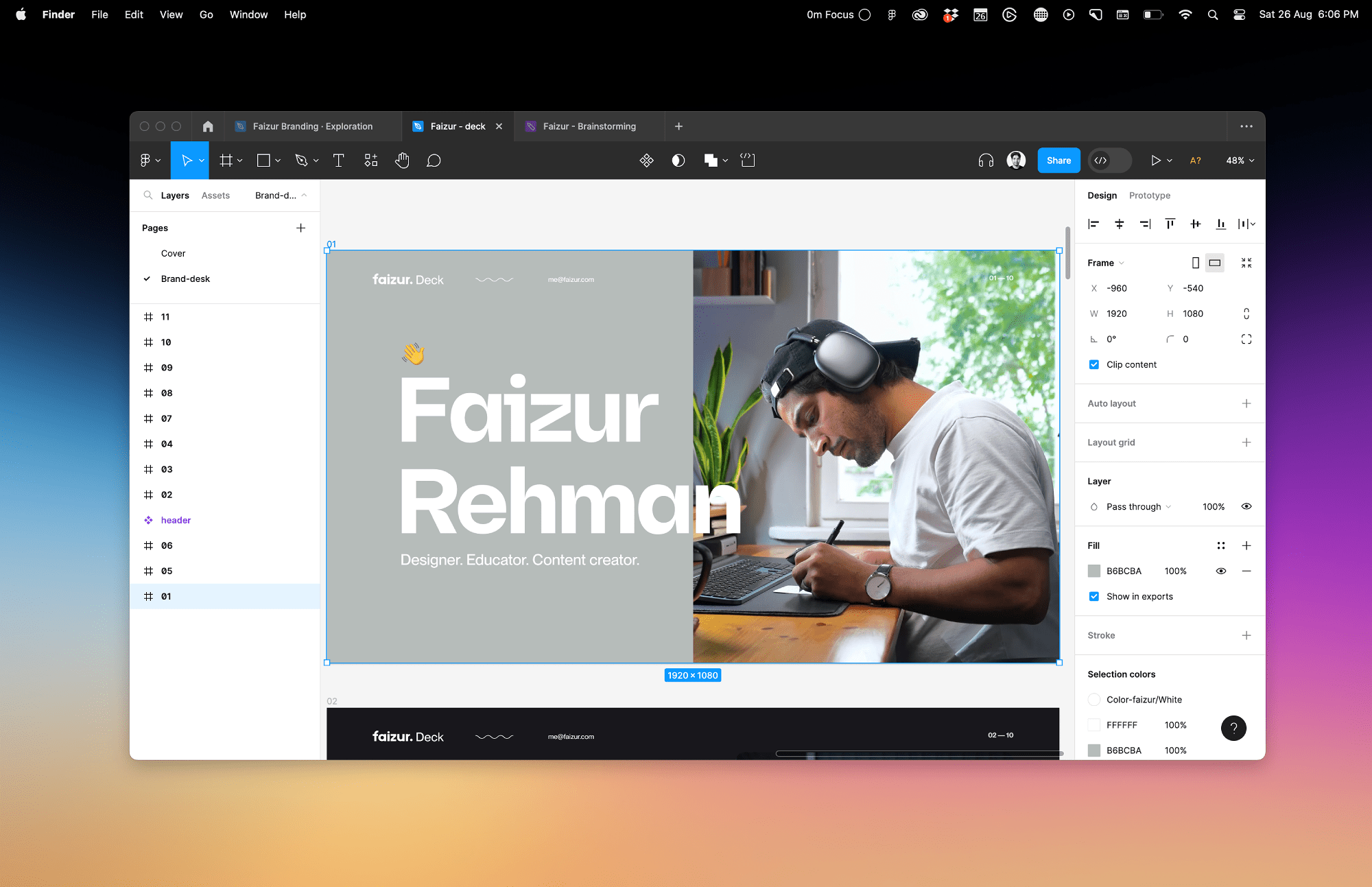 A screenshot from Faizur Rehman’s Figma project