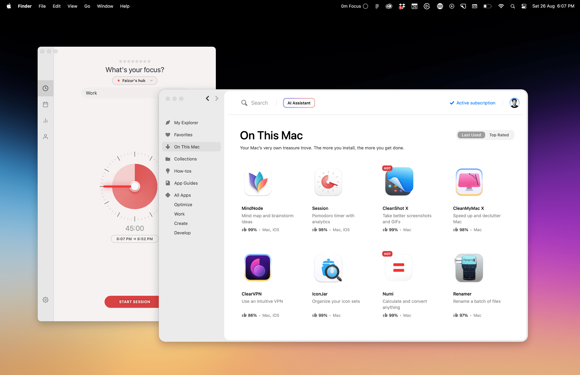 The desktop app Setapp allows the use of applications such as MindNode, Session, CleanMyMac, and many others with a single subscription