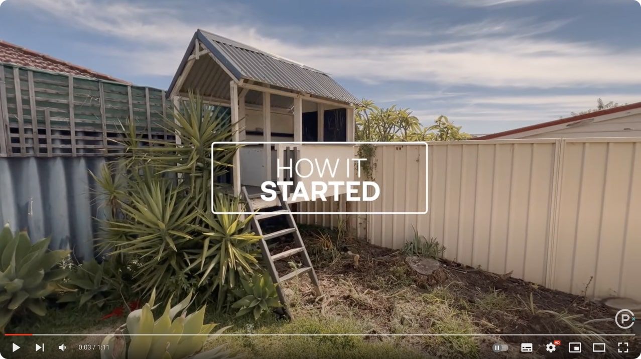 YouTube screenshot. The process of turning a garden shed into a home office