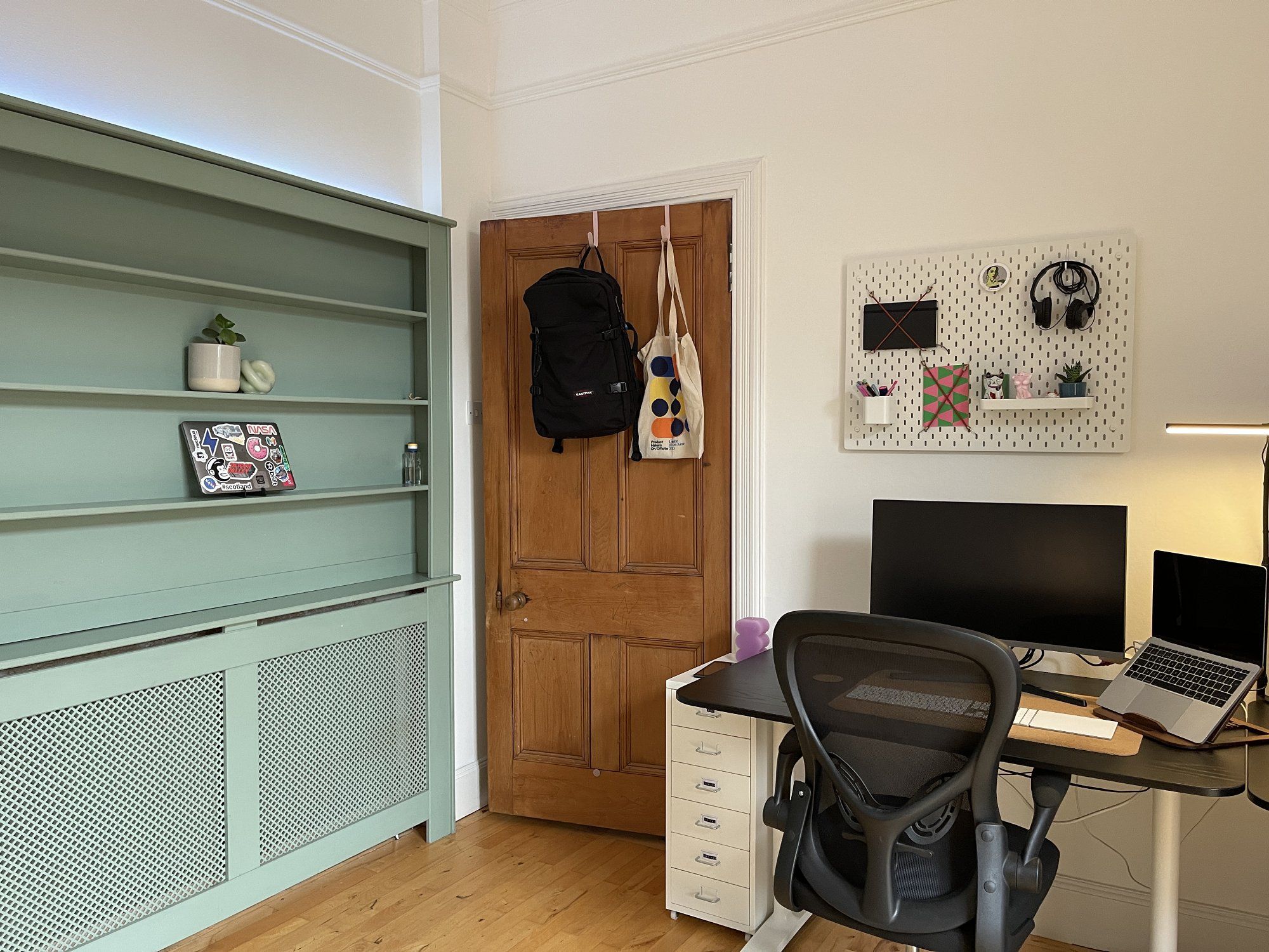 A corner of the home office standing desk setup