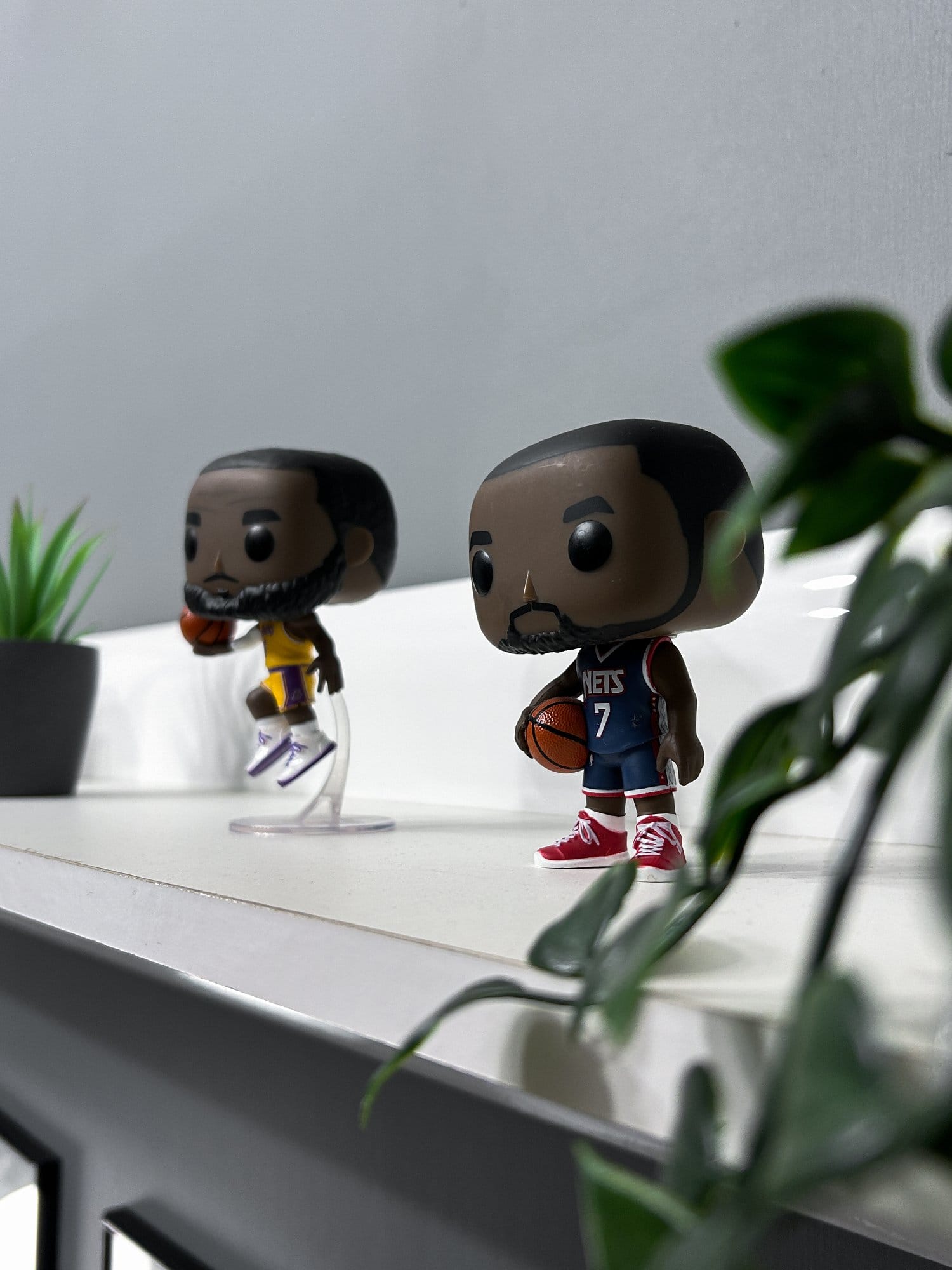 The Funko POP! figures of LeBron James and Kevin Durant