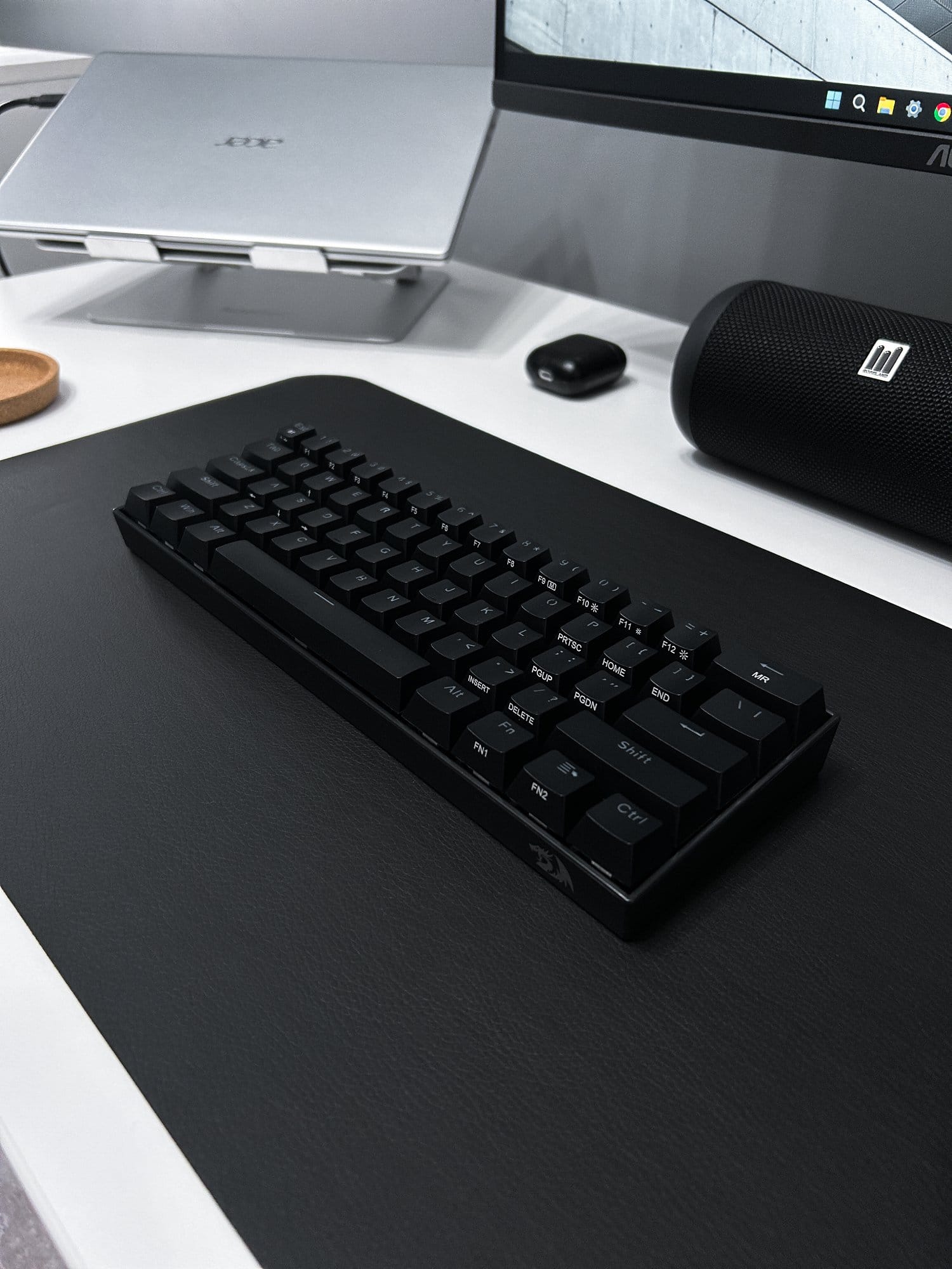 Minimal B&W Desk Setup of a Content Creator in Poland