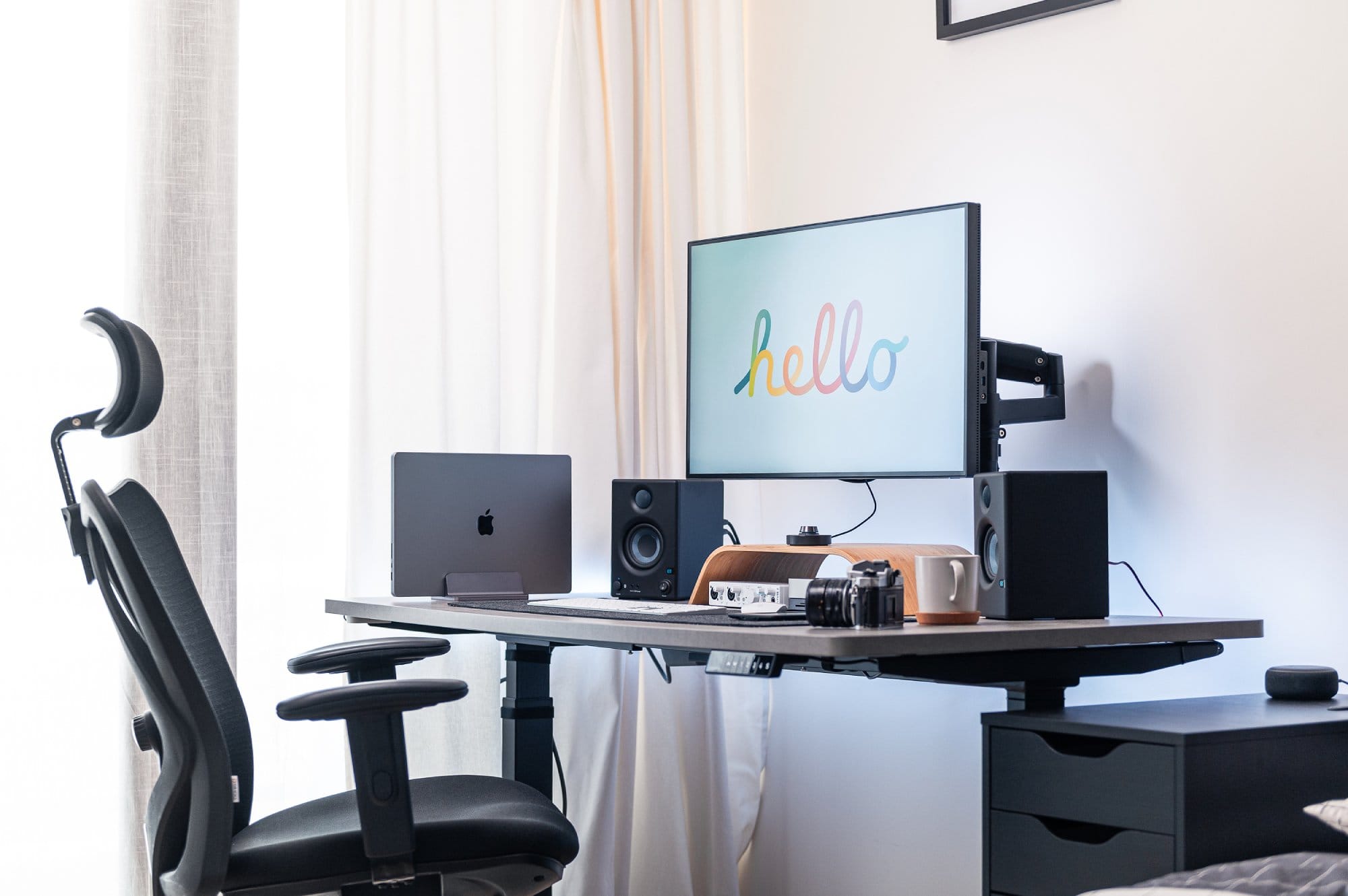 Minimal Bedroom Desk Setup of a Content Creator in Dubai