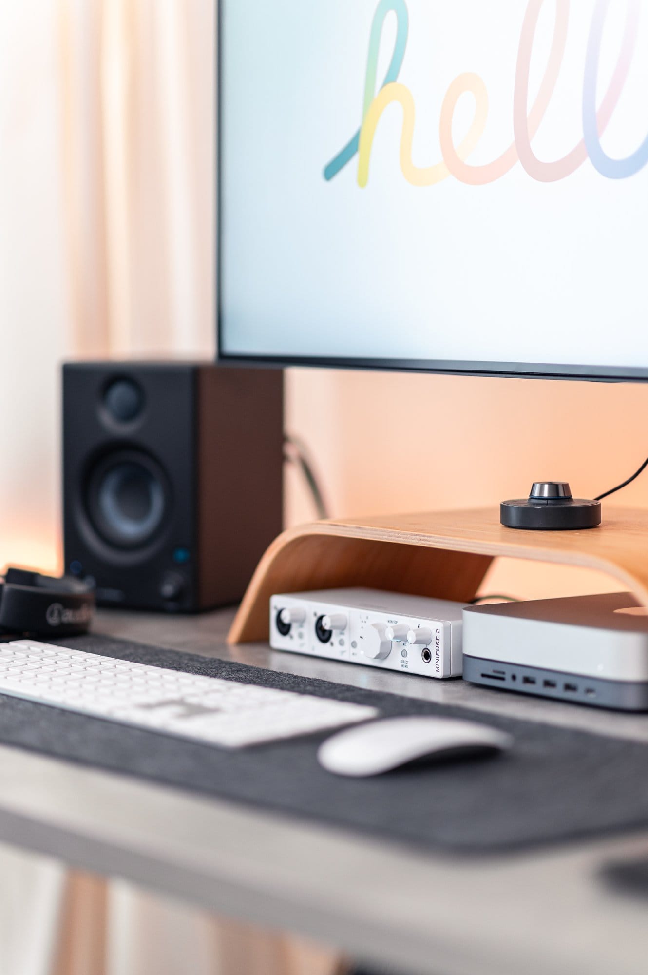 Minimal Bedroom Desk Setup of a Content Creator in Dubai