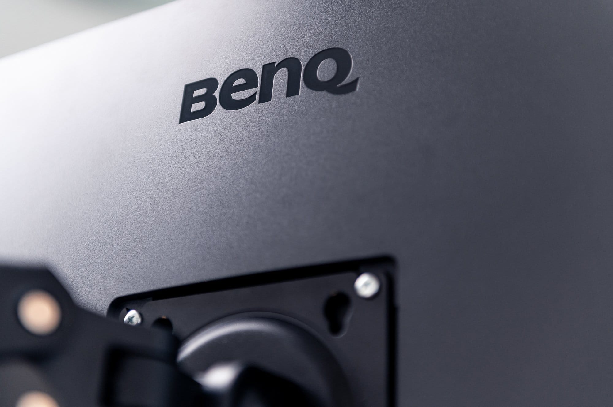 A close-up of the back of a BenQ monitor