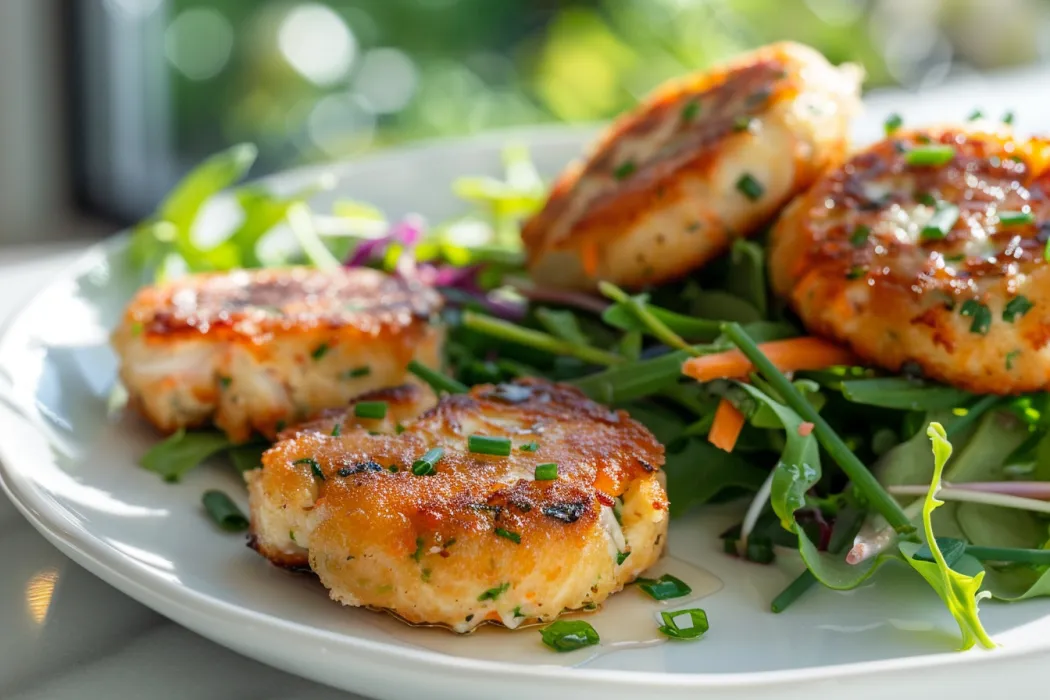 Fishcakes with mixed leaves salad